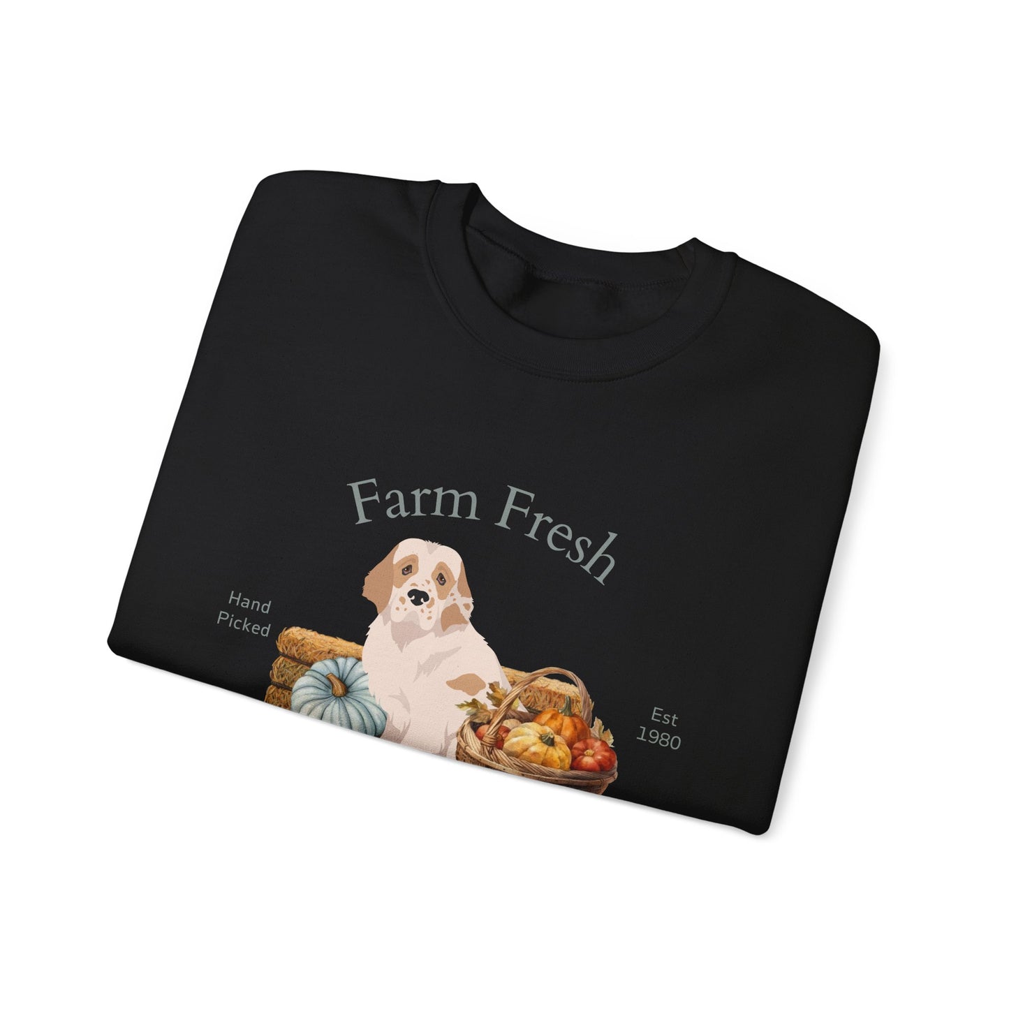 Clumber Spaniel Dog Fall Farm Fresh Unisex Heavy Blend Crewneck Sweatshirt