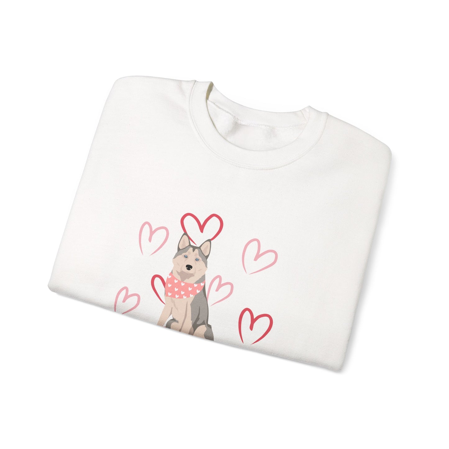 Alaskan Husky Dog Valentines Day Unisex Heavy Blend Crewneck Sweatshirt
