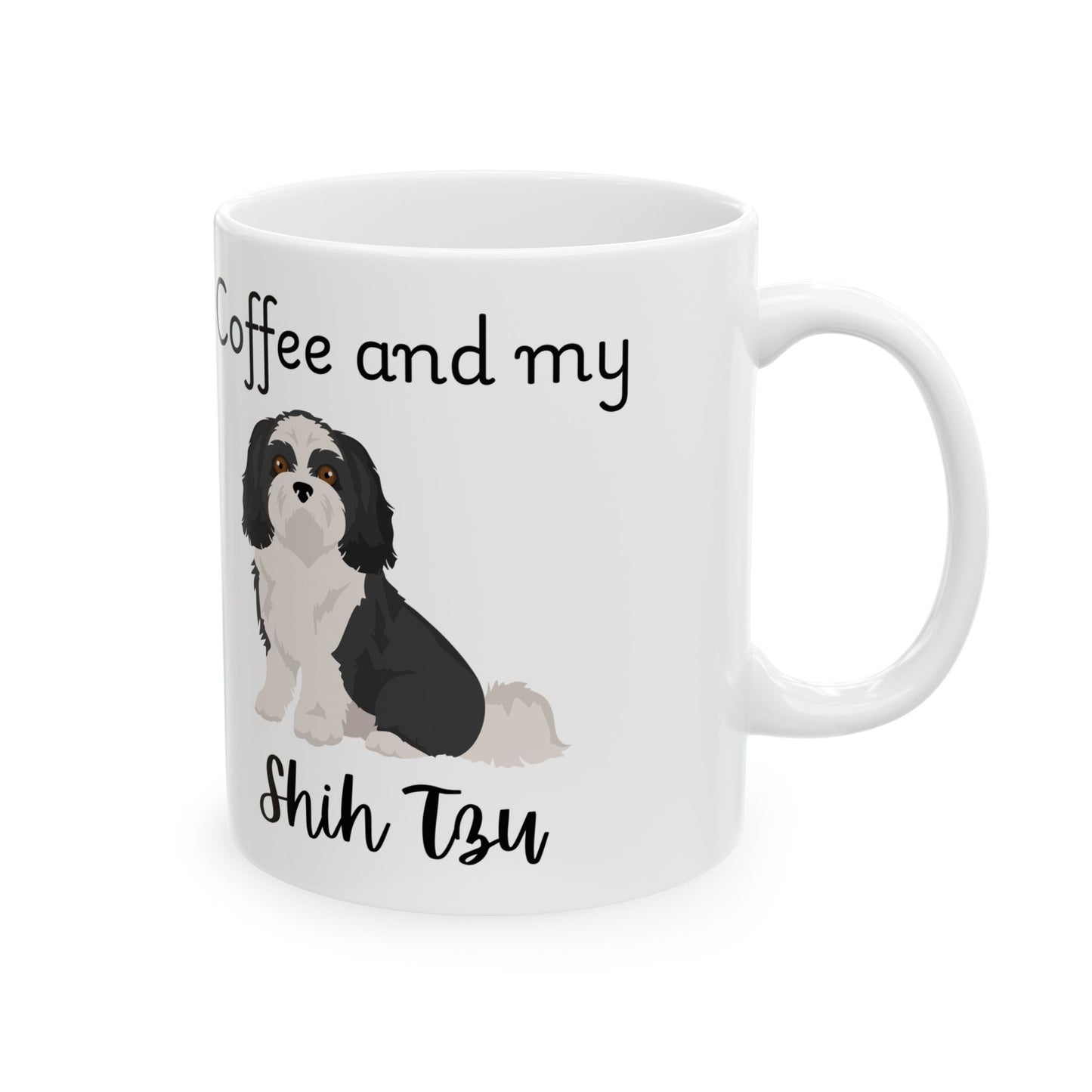Coffee and My Shih Tzu Ceramic Mug | Dog Lover Gift, Pet Owner Cup, Cute Mug for Dog Moms, Funny Mug for Coffee Lovers