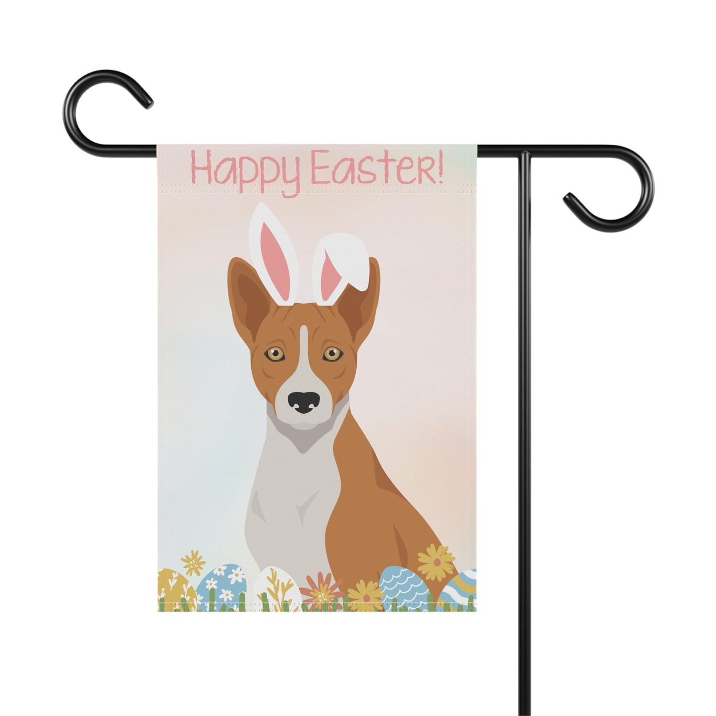 Basenji Dog Happy Easter Garden Flag