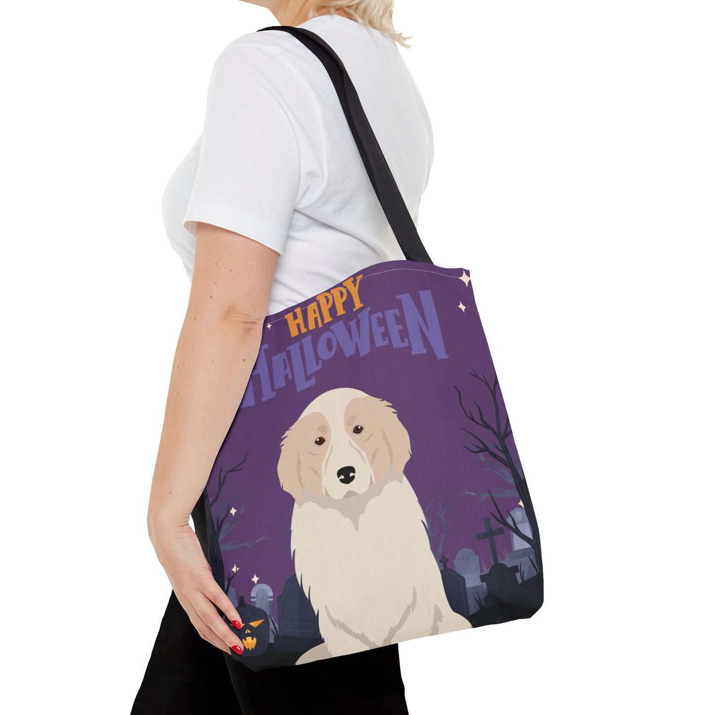 Great Pyrenees Dog Happy Halloween Tote Bag 16x16