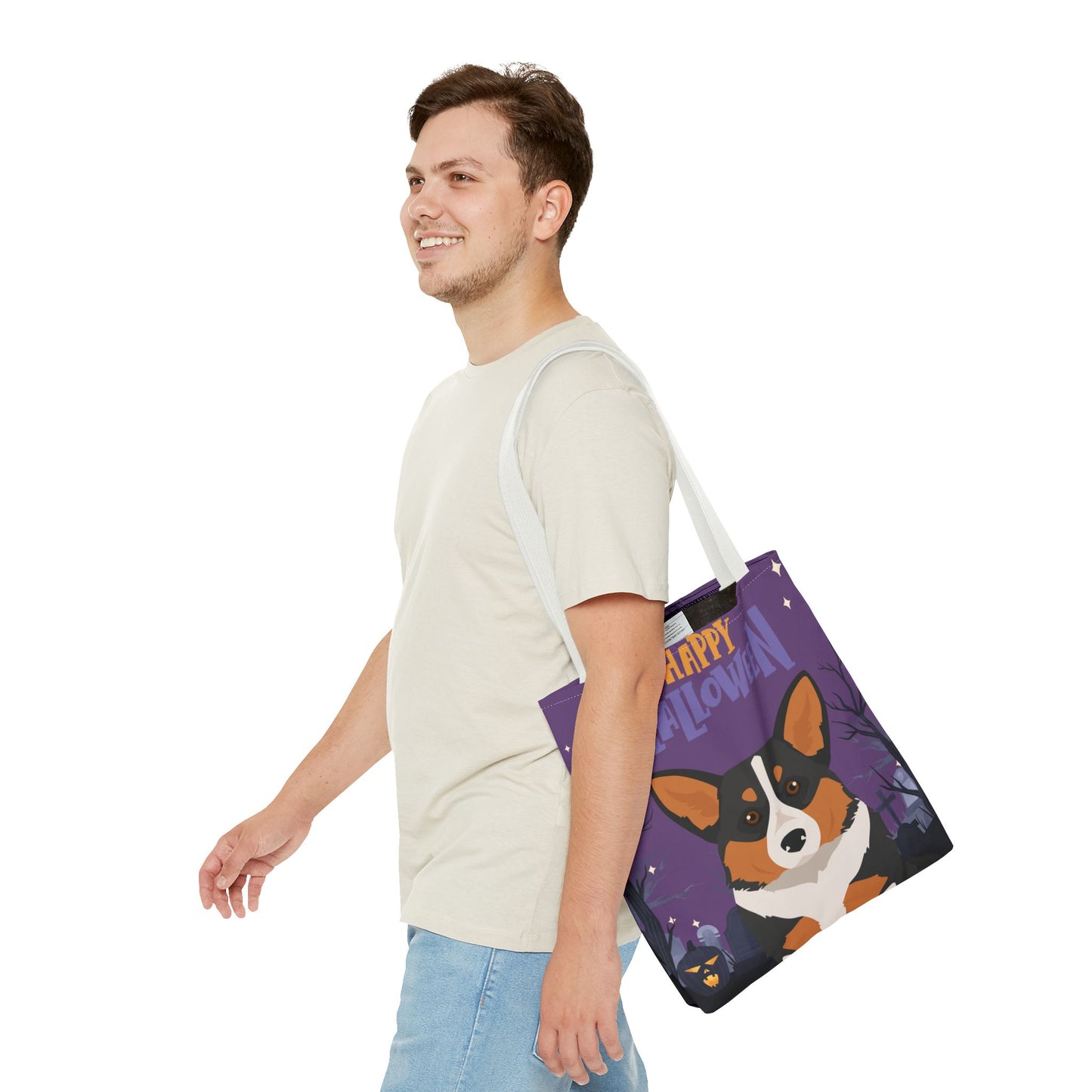 Pembroke Welsh Corgi Dog Happy Halloween Tote Bag 16x16