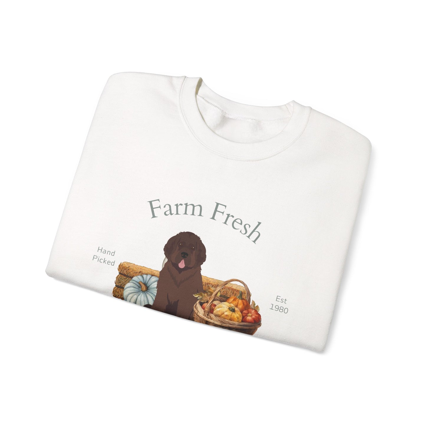 Newfoundland Dog Fall Farm Fresh Unisex Heavy Blend Crewneck Sweatshirt