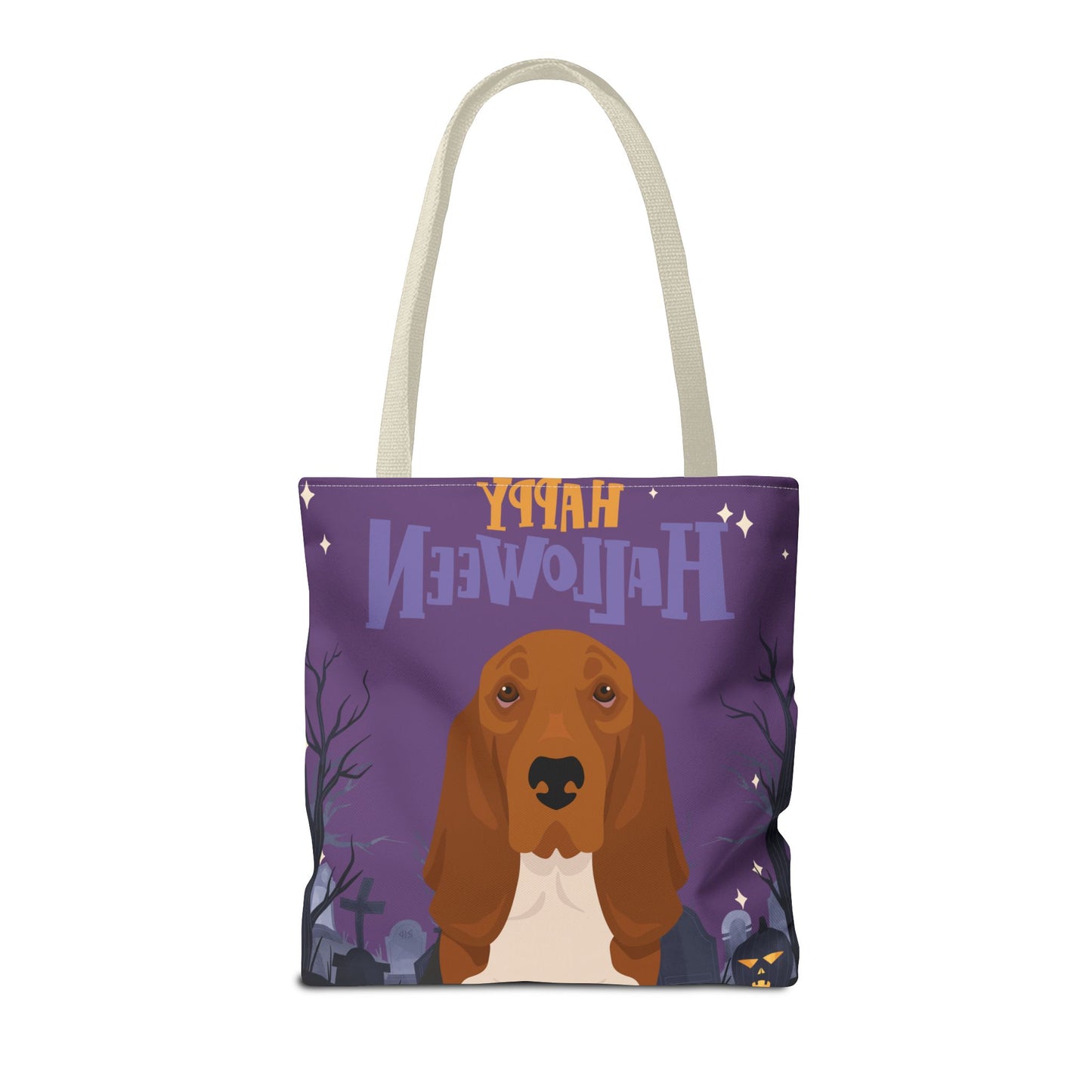 Basset Hound Dog Happy Halloween Tote Bag 16x16