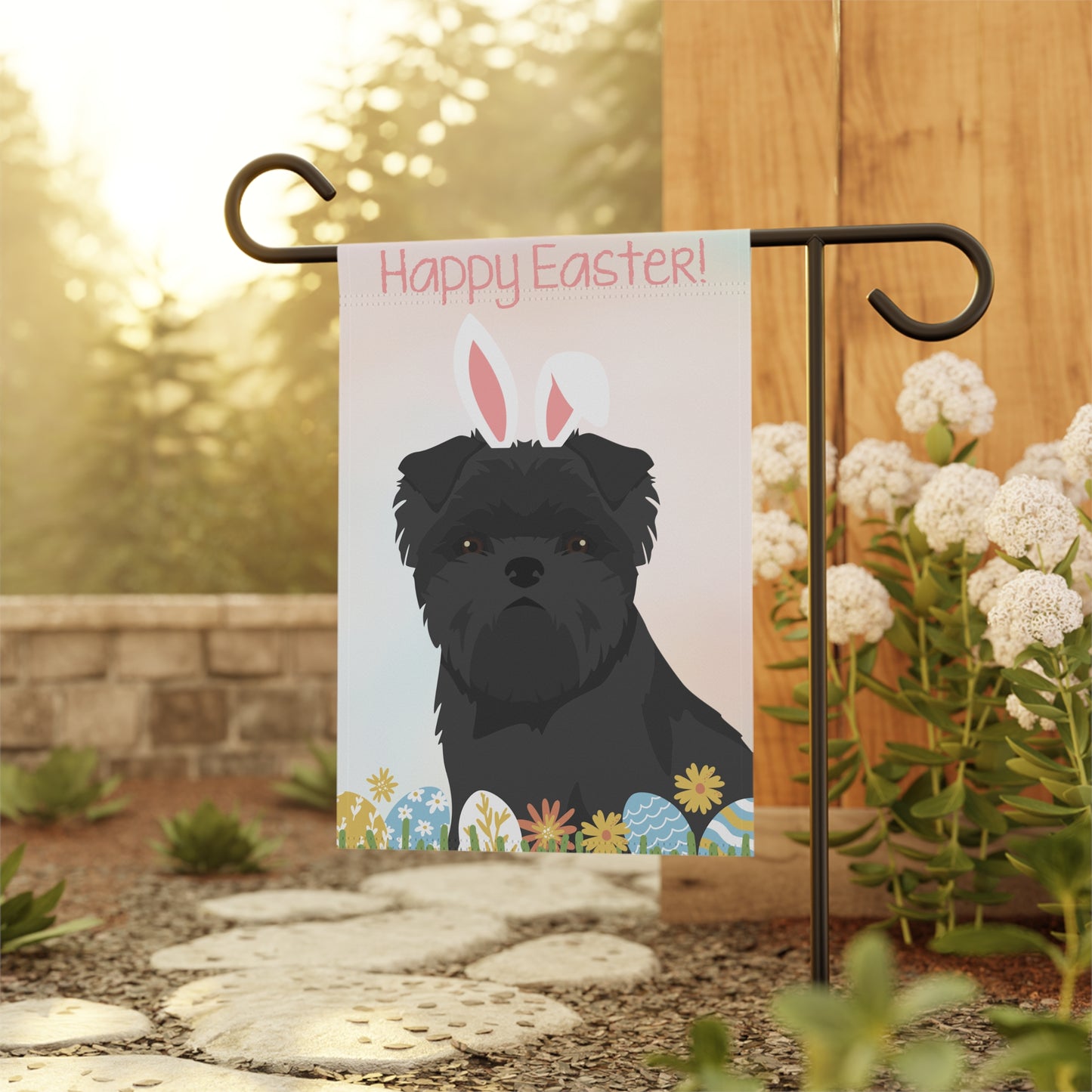 Affenpinscher Dog Happy Easter Garden Flag