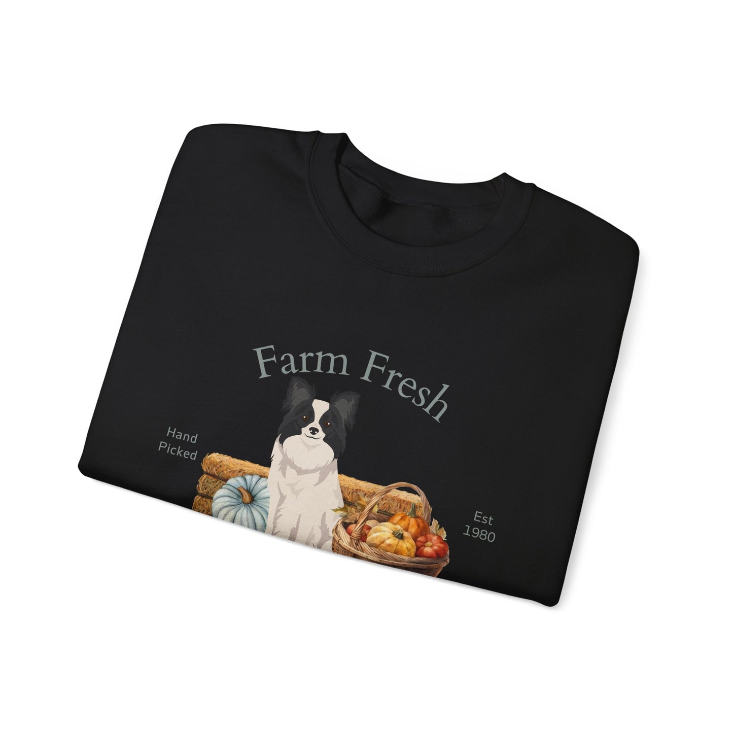 Papillon Dog Fall Farm Fresh Unisex Heavy Blend Crewneck Sweatshirt