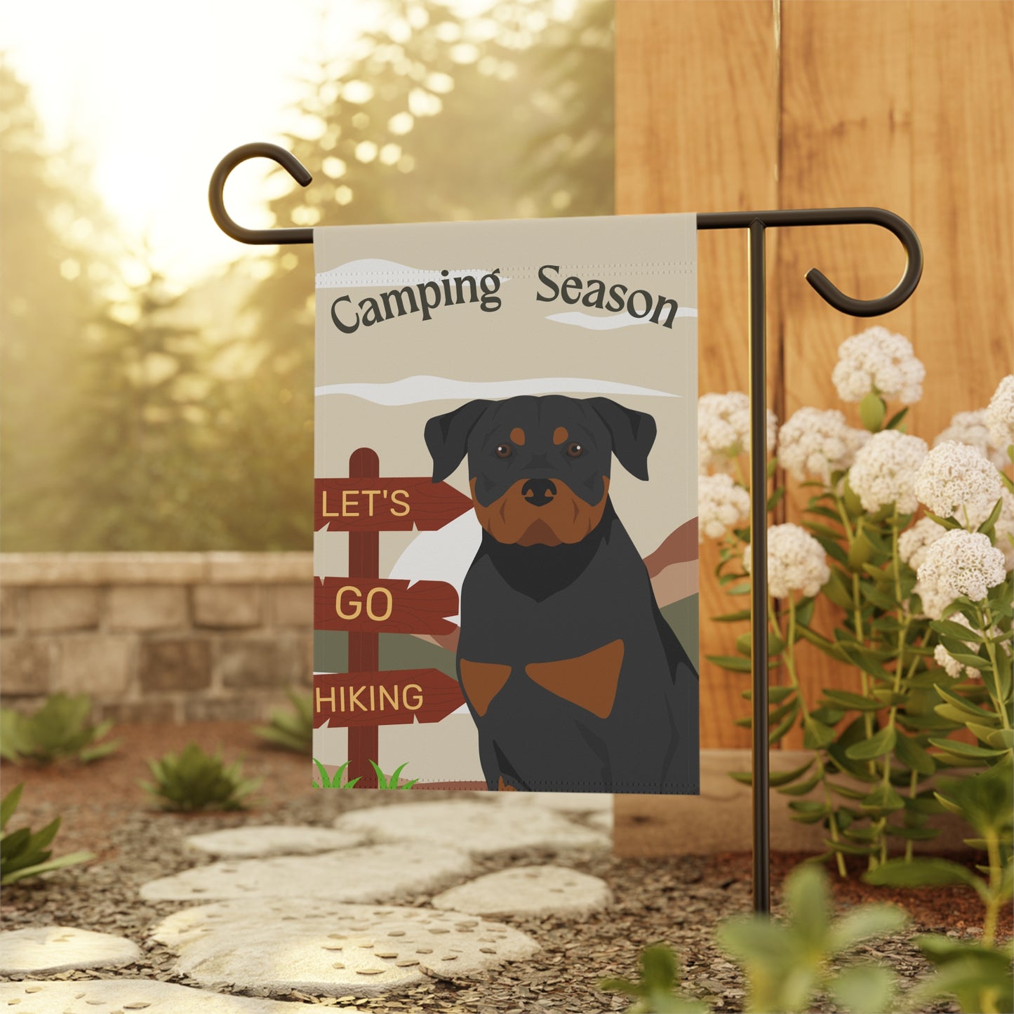 Rottweiler Dog Camping Garden Flag