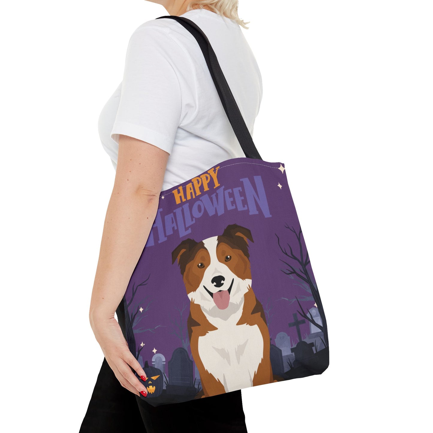 Border Collie Dog Happy Halloween Tote Bag 16x16
