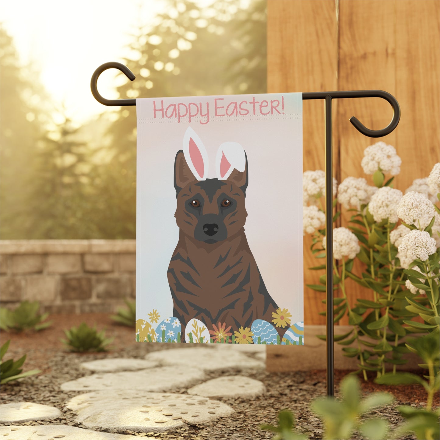 Kai Ken Dog Happy Easter Garden Flag