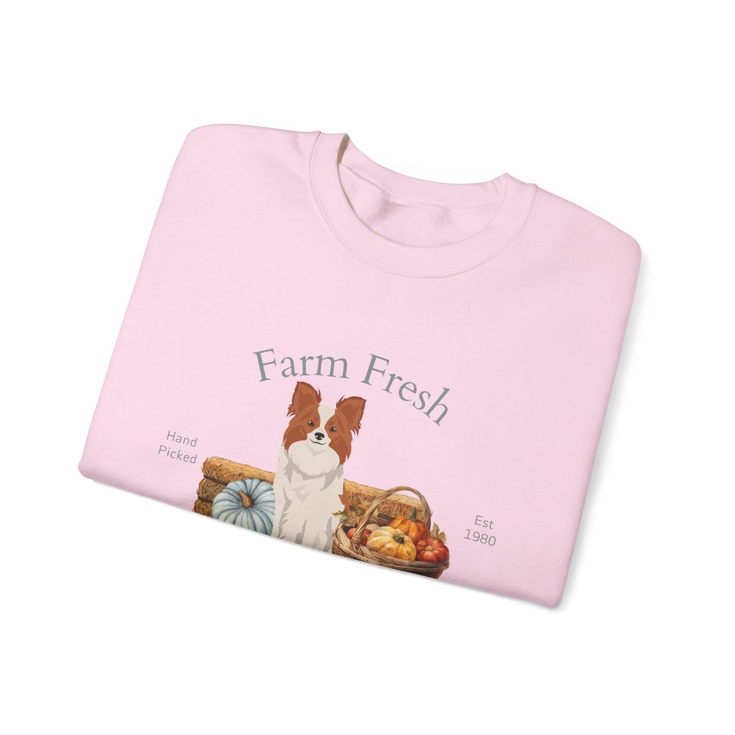 Papillon Dog Fall Farm Fresh Unisex Heavy Blend Crewneck Sweatshirt
