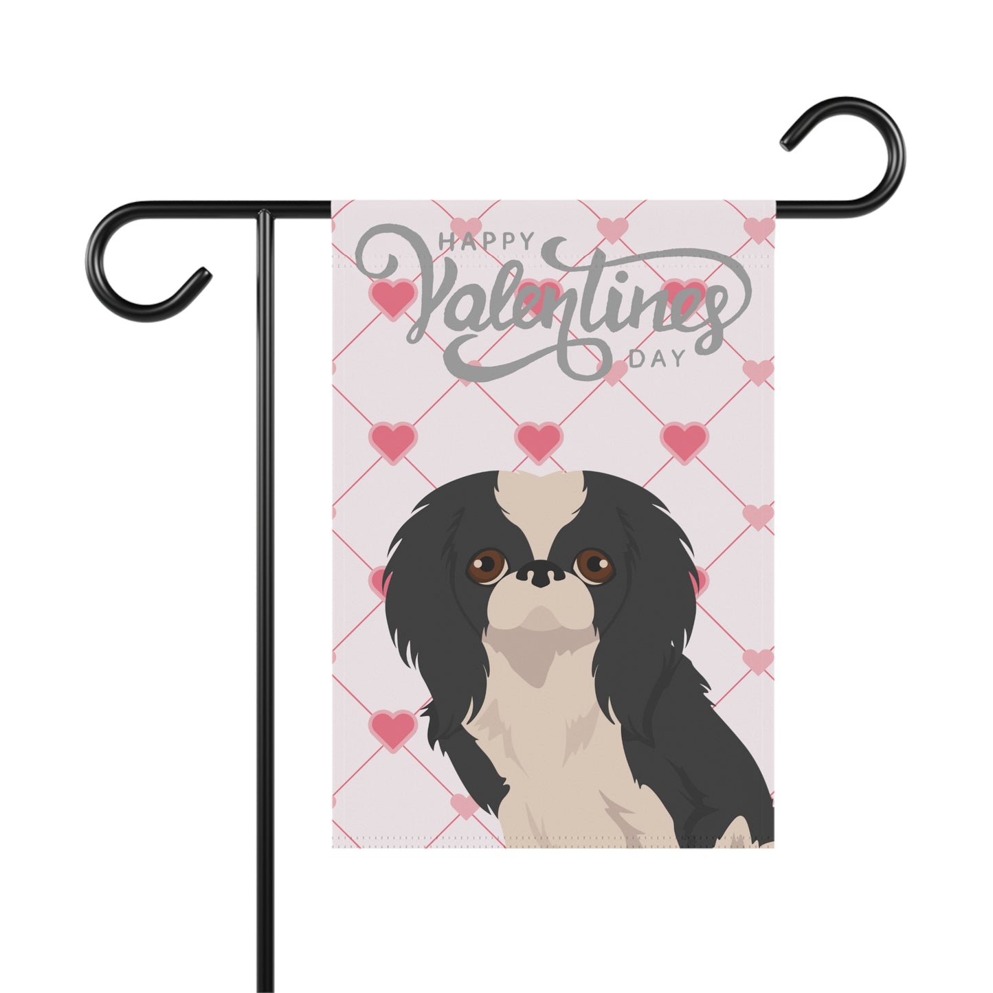 Japanese Chin Dog Valentines Day Garden Flag