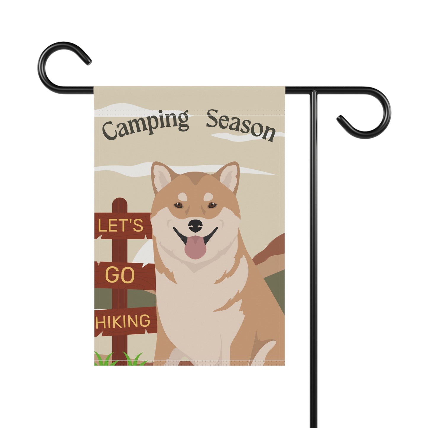 Shiba Inu Dog Camping Garden Flag