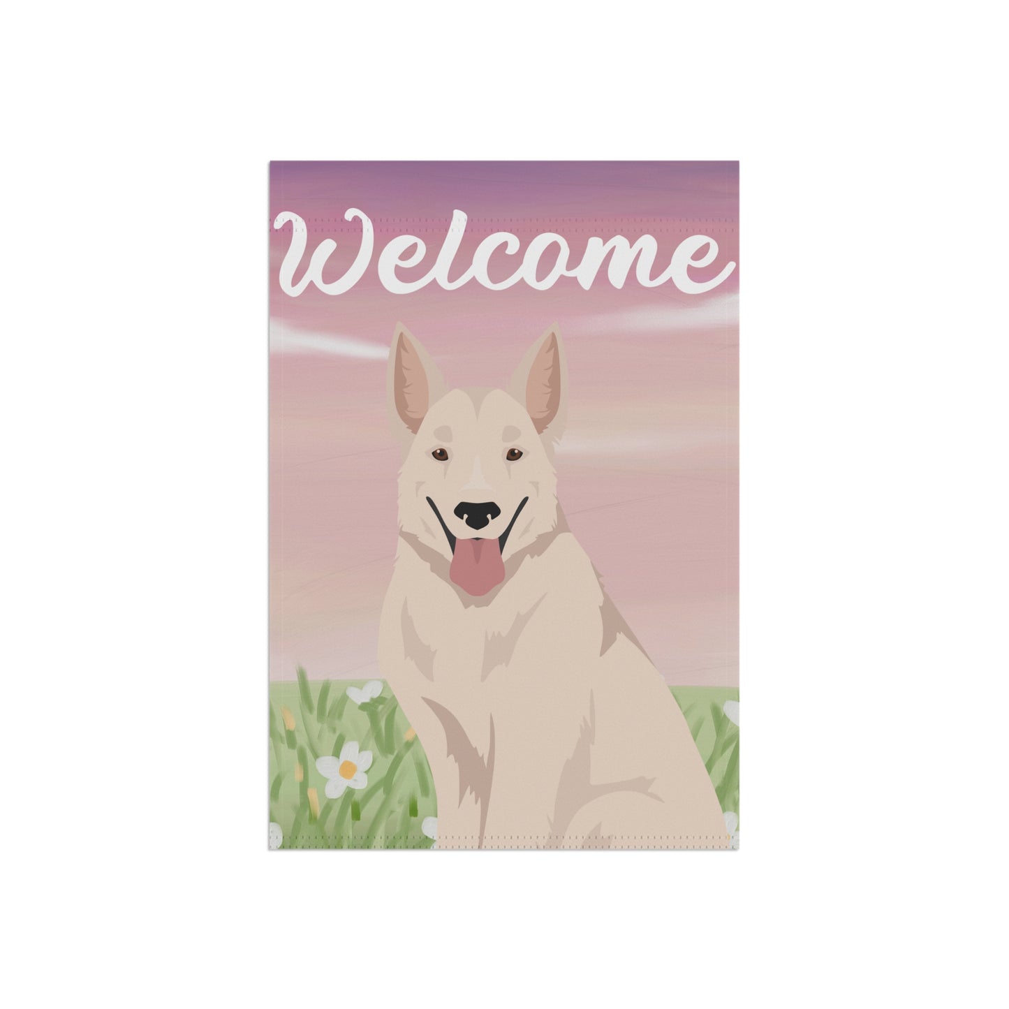White Swiss Shepherd Dog Welcome Garden Flag