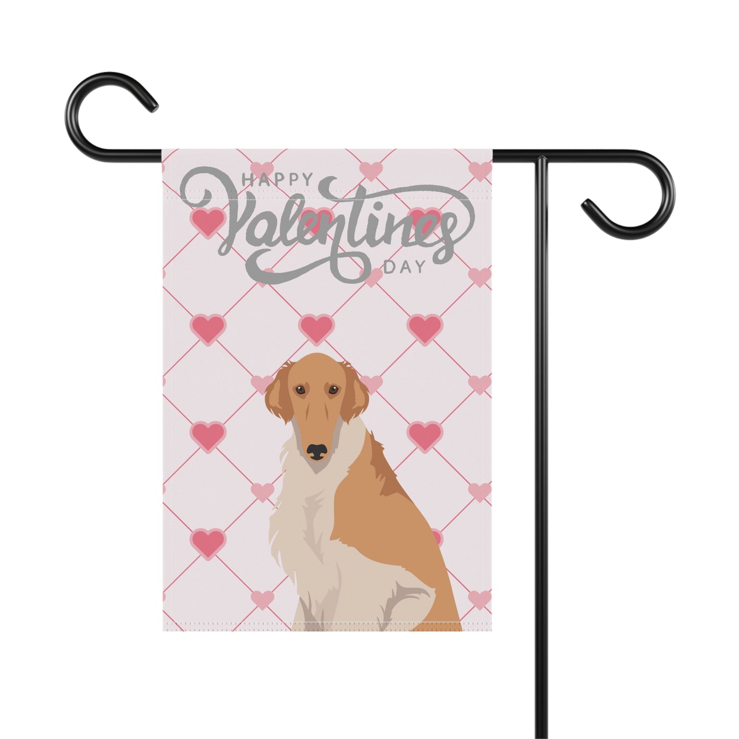 Borzoi Dog Valentines Day Garden Flag