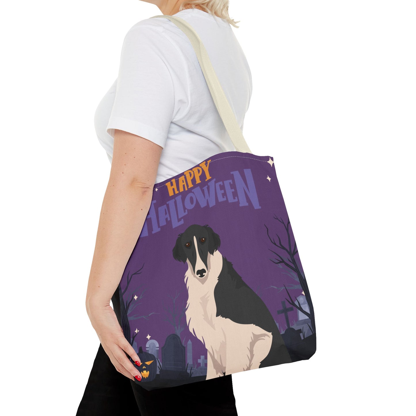 Borzoi Dog Happy Halloween Tote Bag 16x16