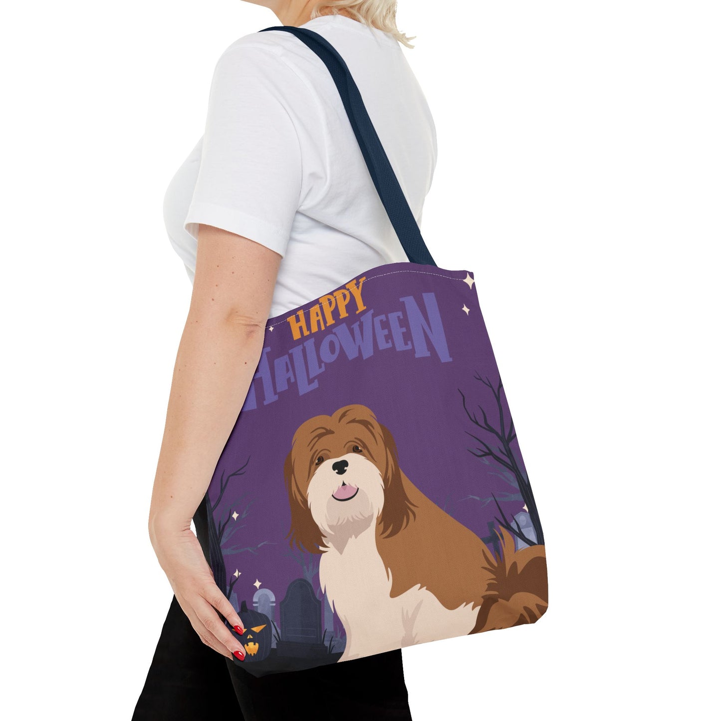 Lhasa Apso Dog Happy Halloween Tote Bag 16x16