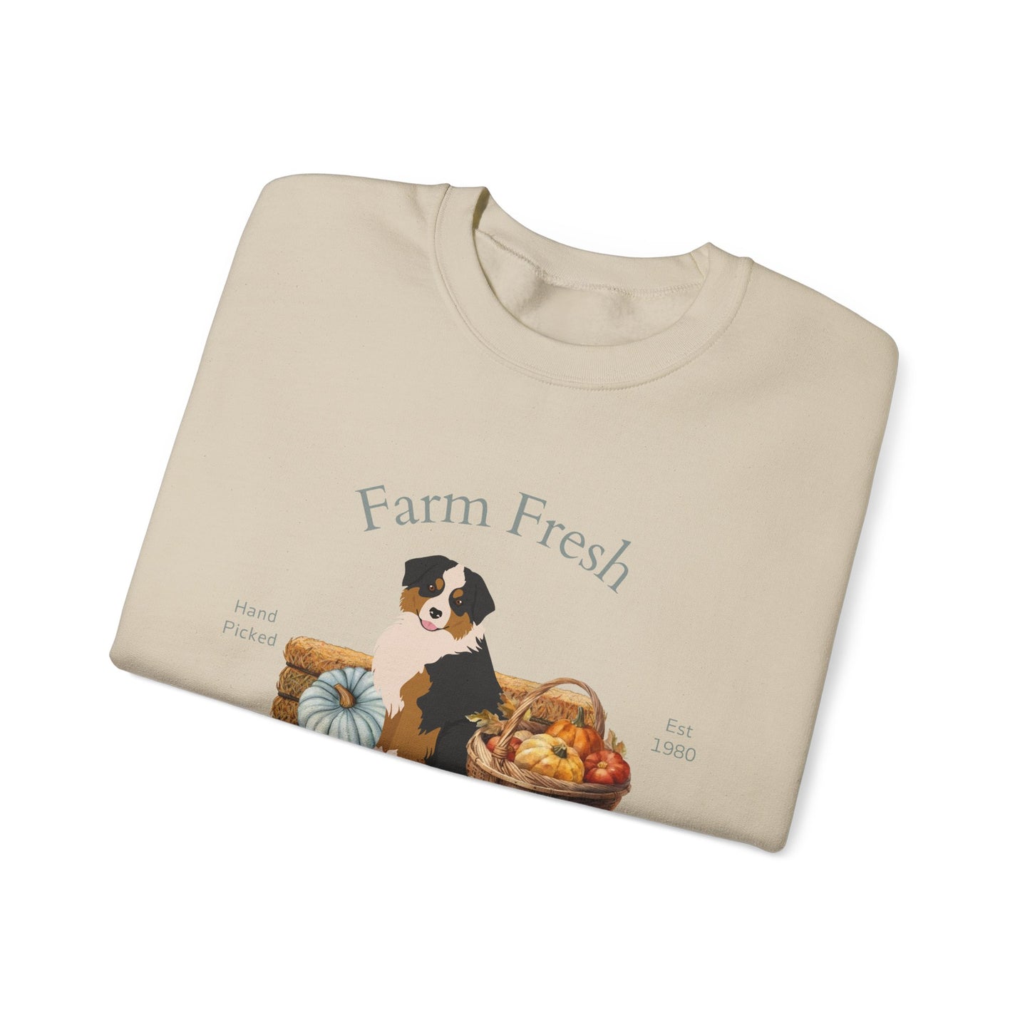 Miniature American Shepherd Dog Fall Farm Fresh Unisex Heavy Blend Crewneck Sweatshirt