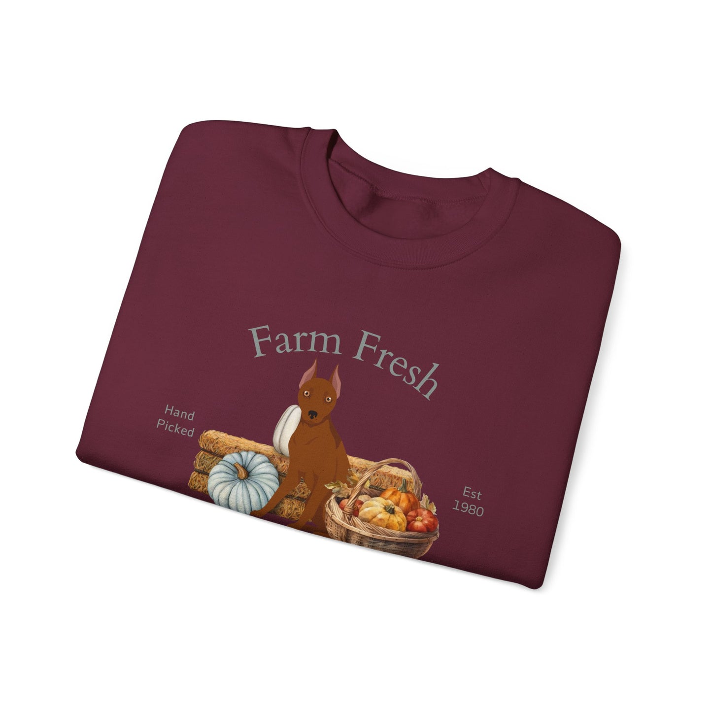 Miniature Pinscher Dog Fall Farm Fresh Unisex Heavy Blend Crewneck Sweatshirt
