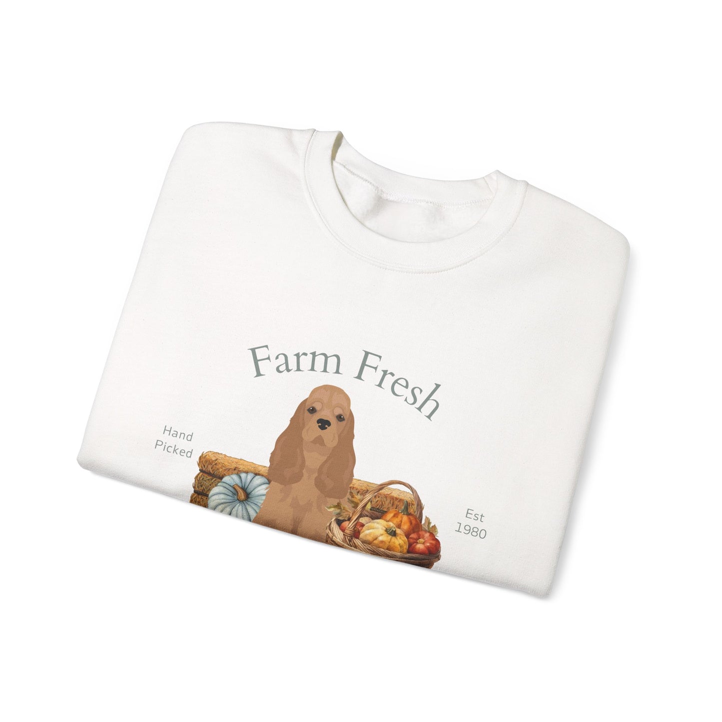 Cocker Spaniel Dog Fall Farm Fresh Unisex Heavy Blend Crewneck Sweatshirt