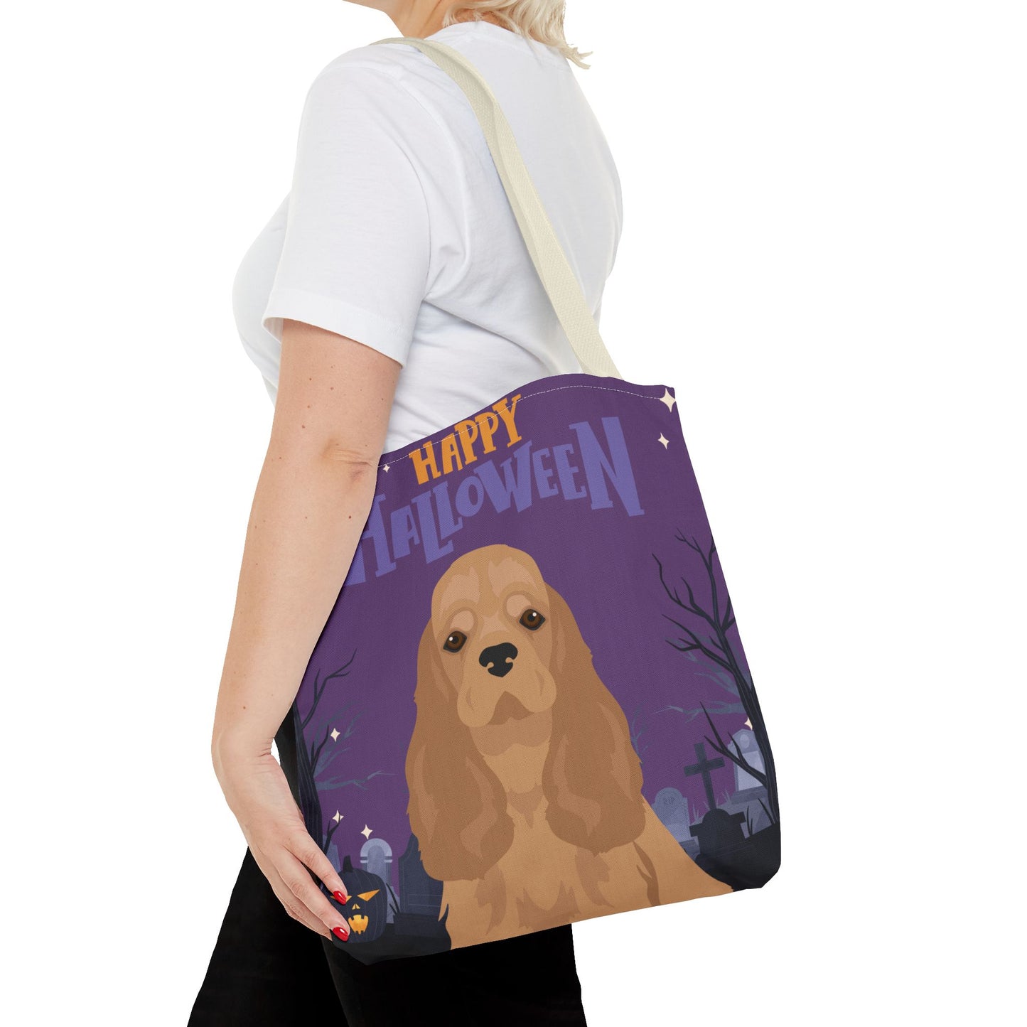 Cocker Spaniel Dog Happy Halloween Tote Bag 16x16