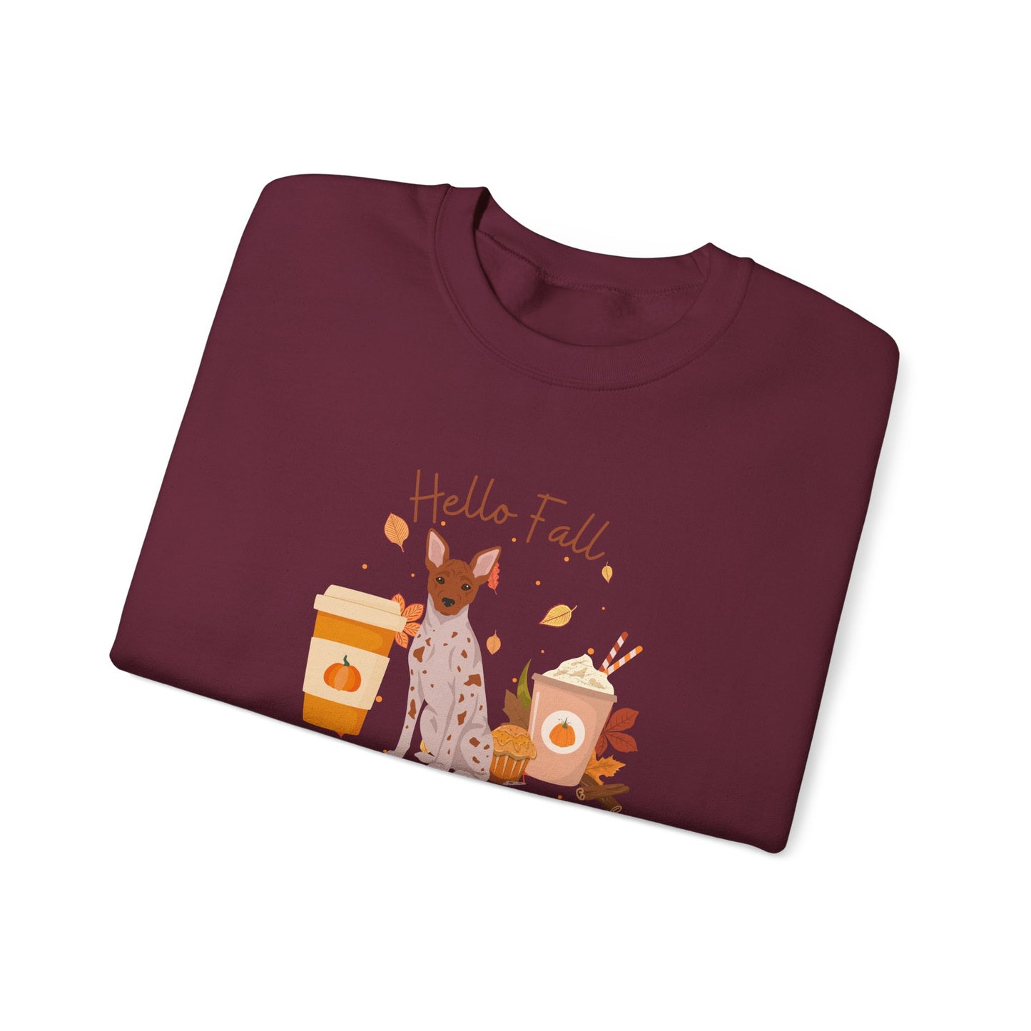 American Hairless Terrier Dog Fall Unisex Heavy Blend Crewneck Sweatshirt
