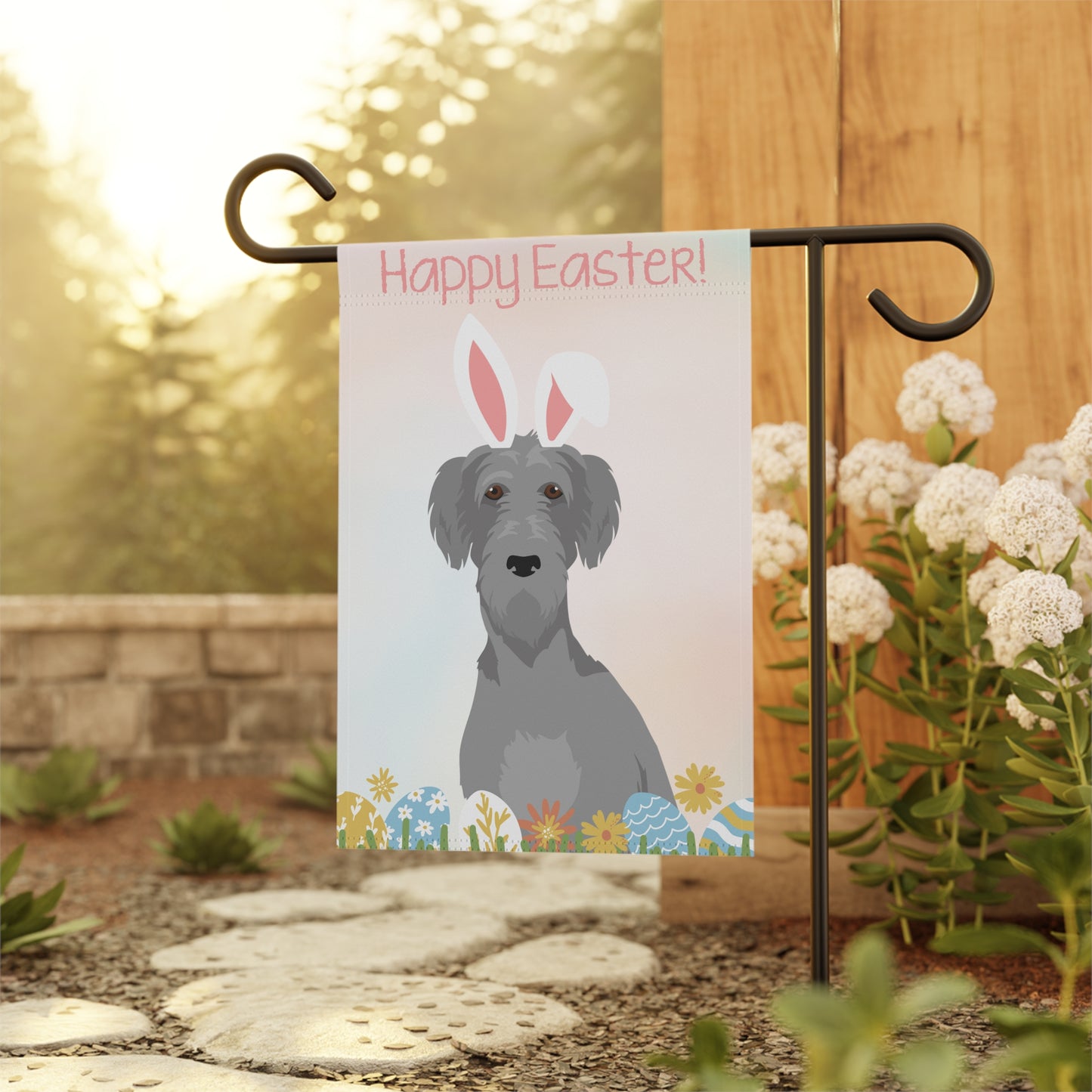 Irish Wolfhound Dog Happy Easter Garden Flag