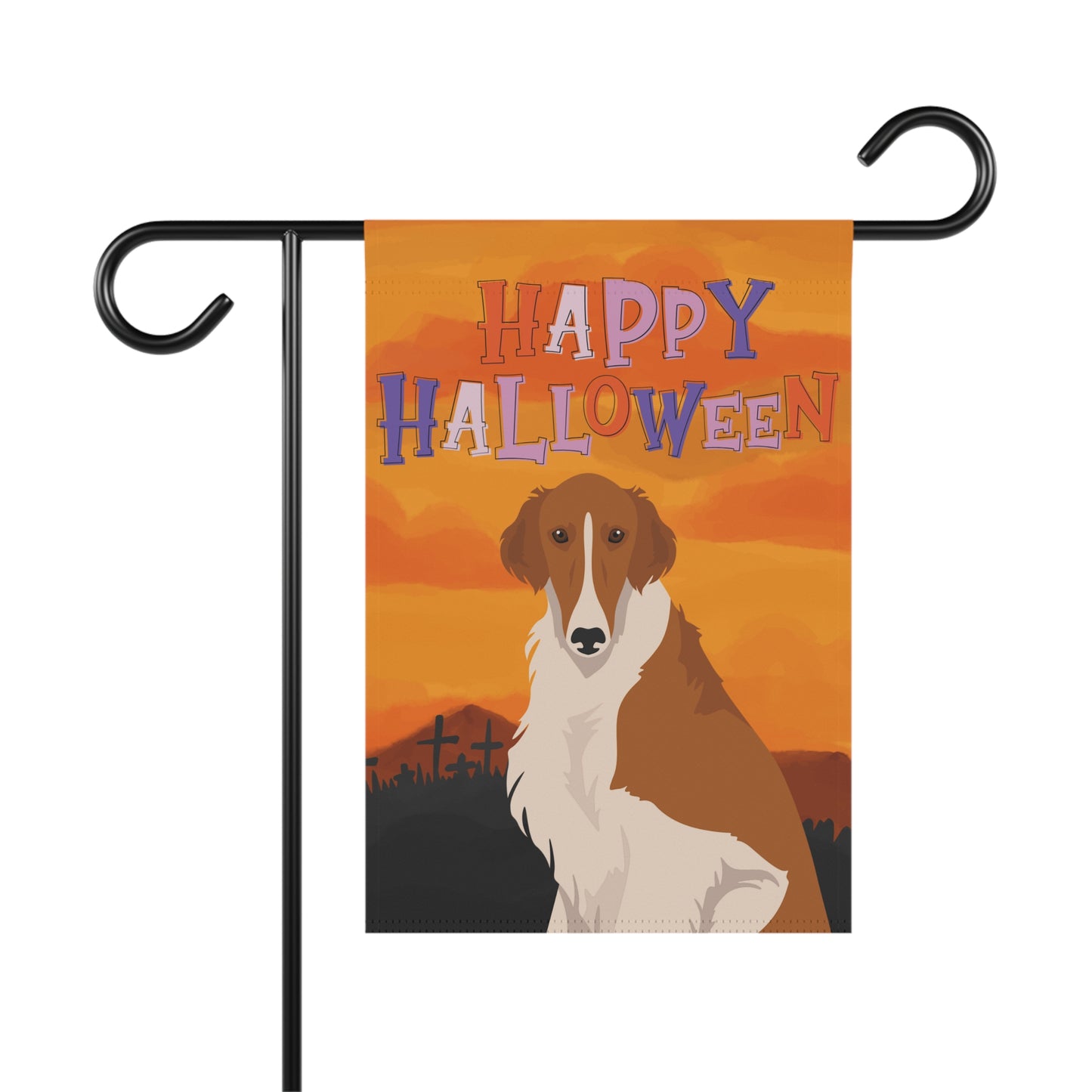 Borzoi Dog Halloween Garden Flag