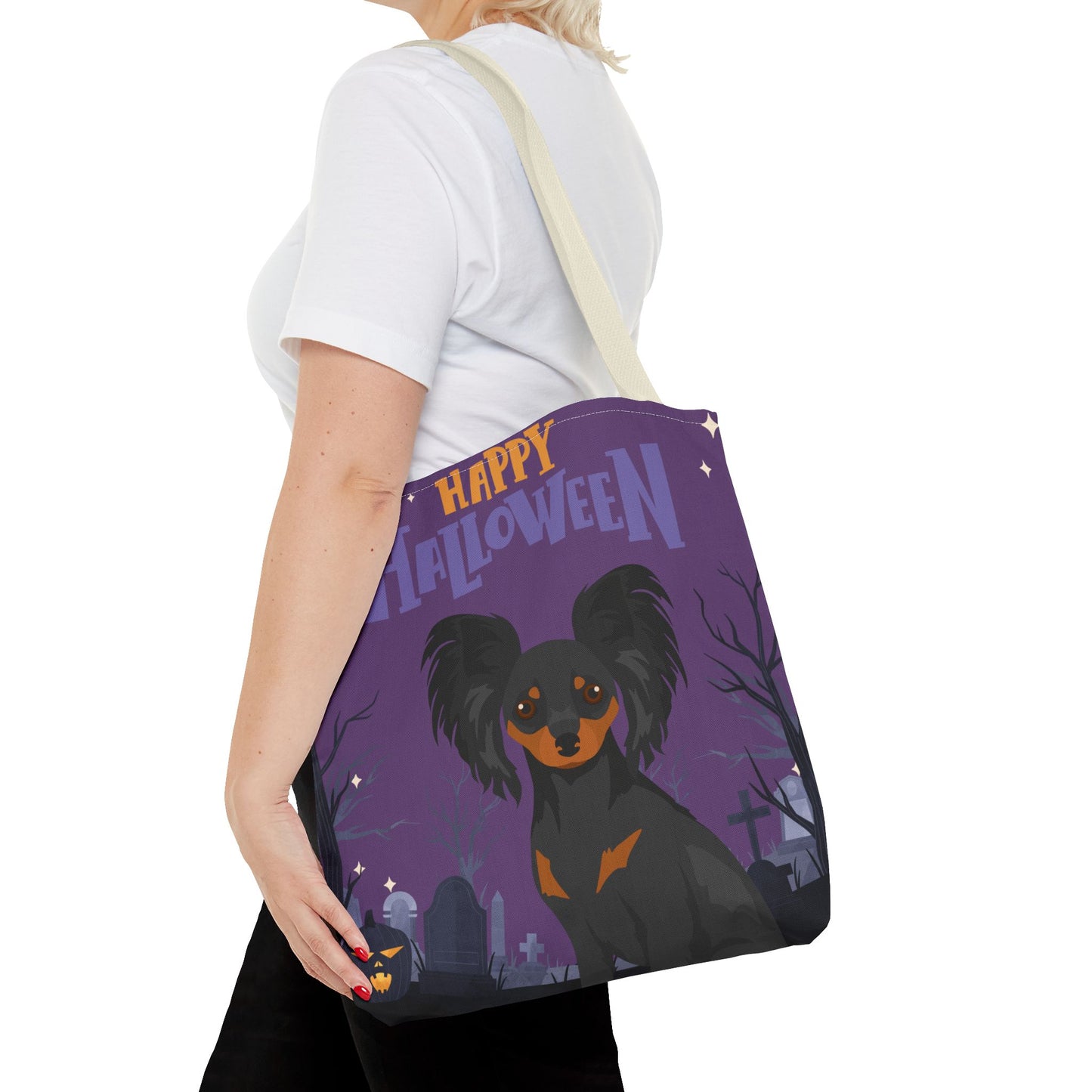 Russian Toy Terrier Dog Happy Halloween Tote Bag 16x16
