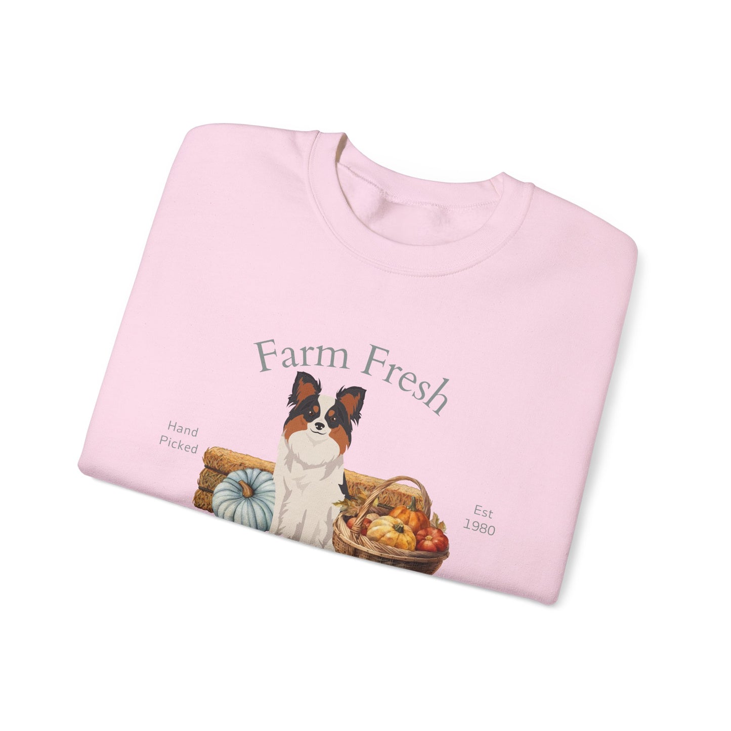 Papillon Dog Fall Farm Fresh Unisex Heavy Blend Crewneck Sweatshirt