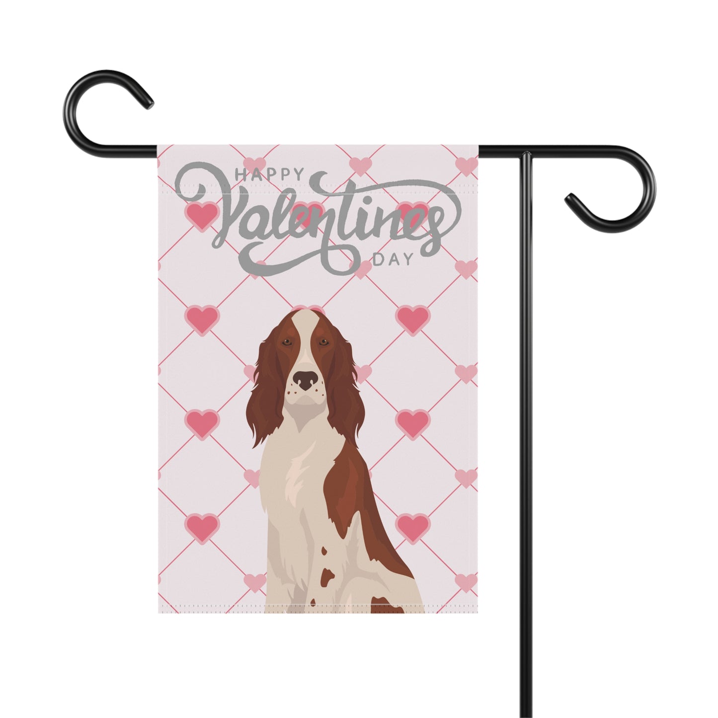 Irish Red and White Setter Dog Valentines Day Garden Flag