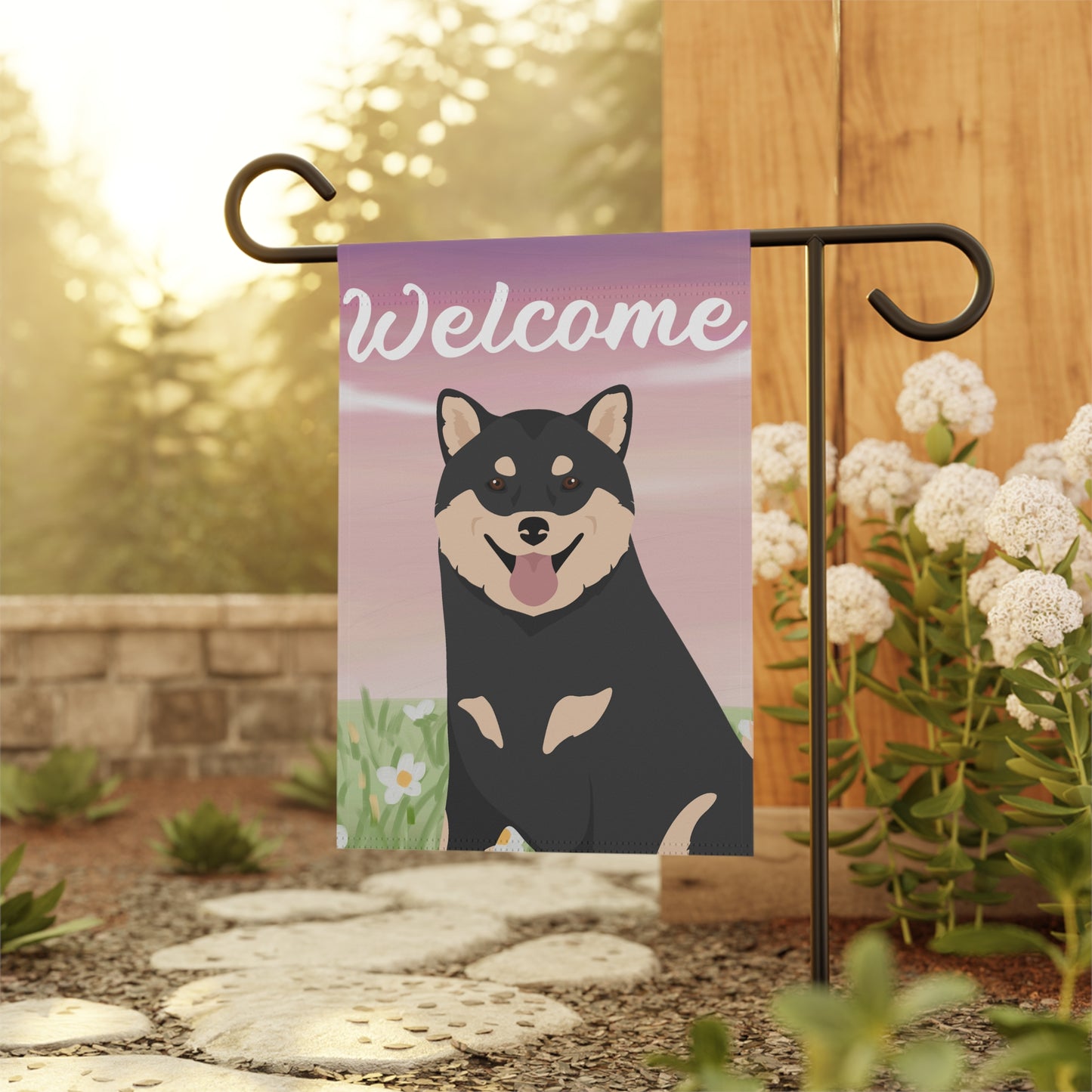 Shiba Inu Dog Welcome Garden Flag
