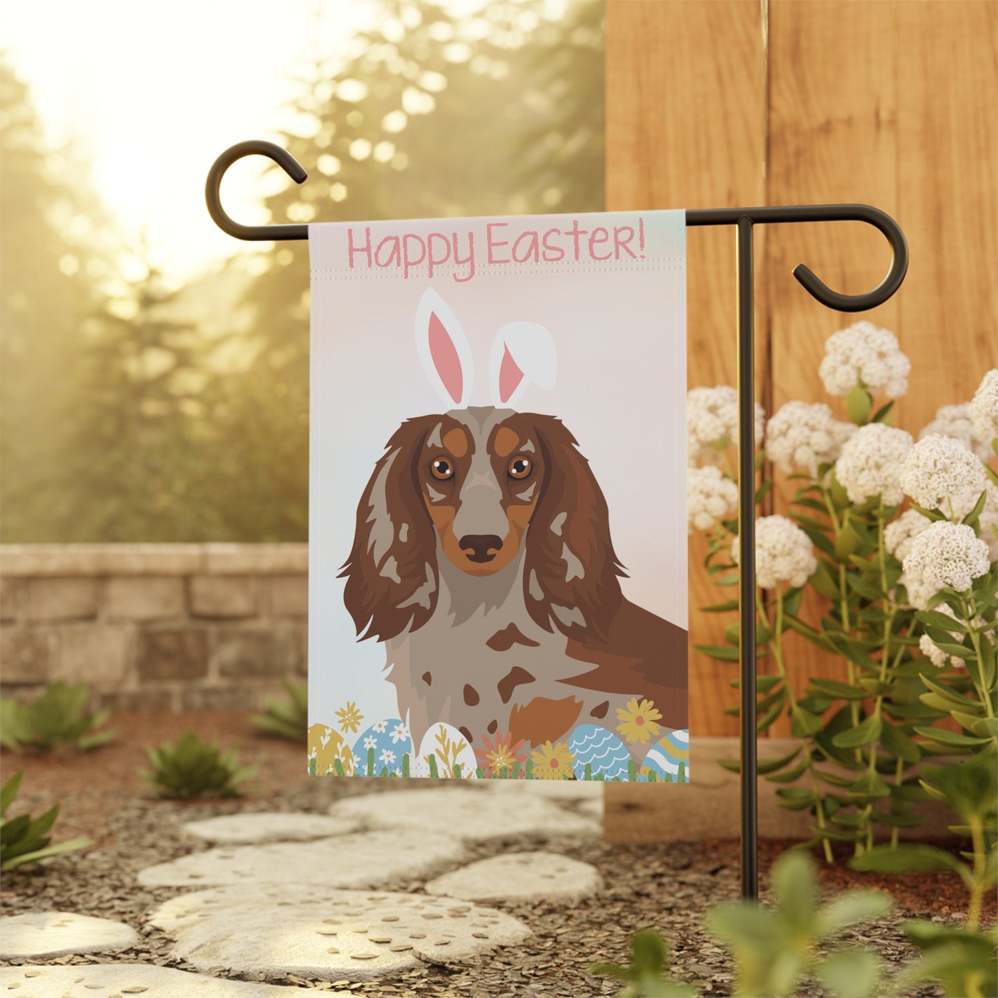 Dachshund Dog Happy Easter Garden Flag