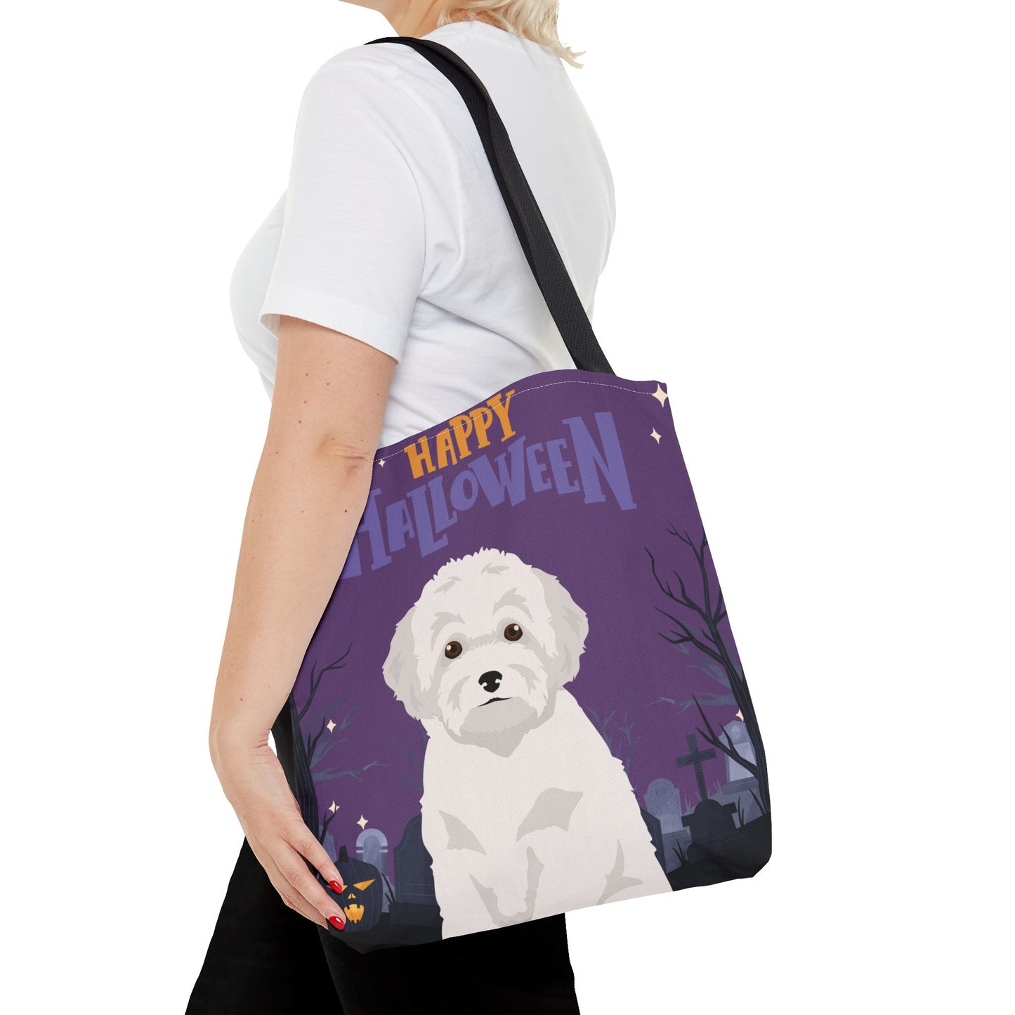 Toy Poodle Dog Happy Halloween Tote Bag 16x16
