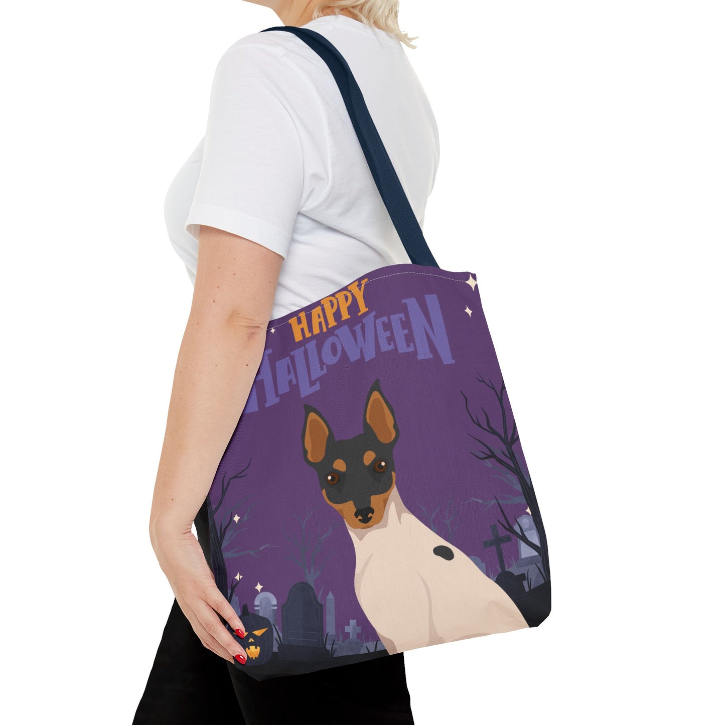 Toy Fox Terrier Dog Happy Halloween Tote Bag 16x16