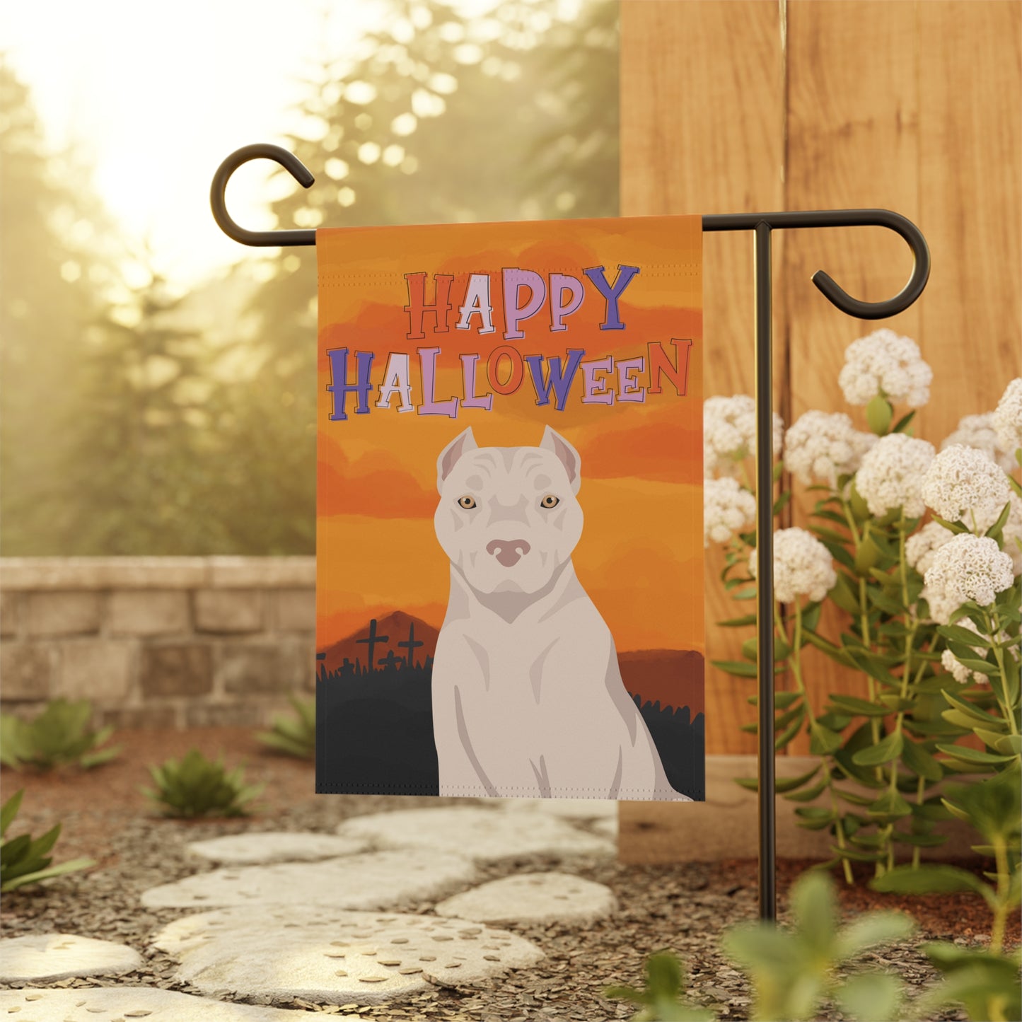 American Staffordshire Terrier Dog Halloween Garden Flag