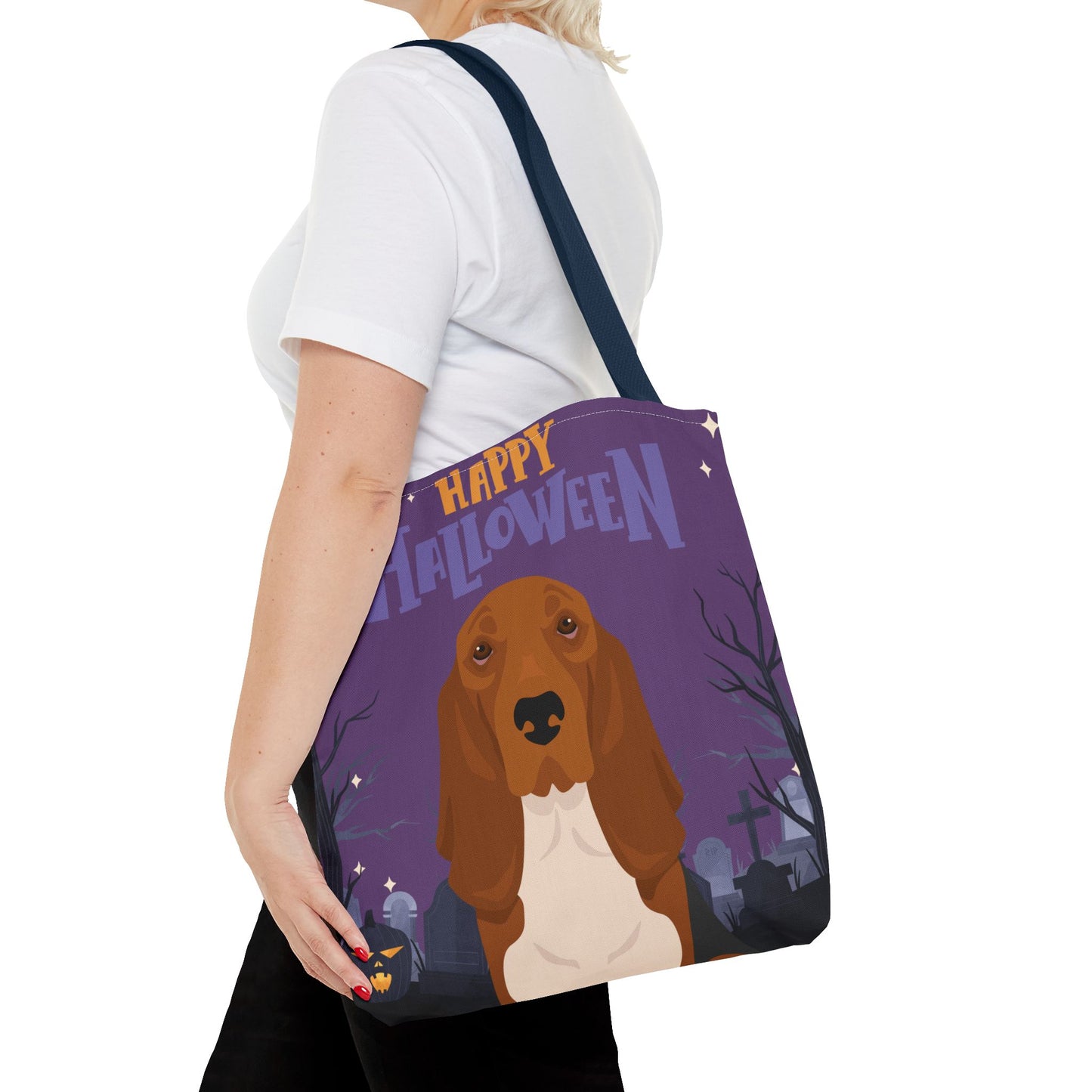 Basset Hound Dog Happy Halloween Tote Bag 16x16