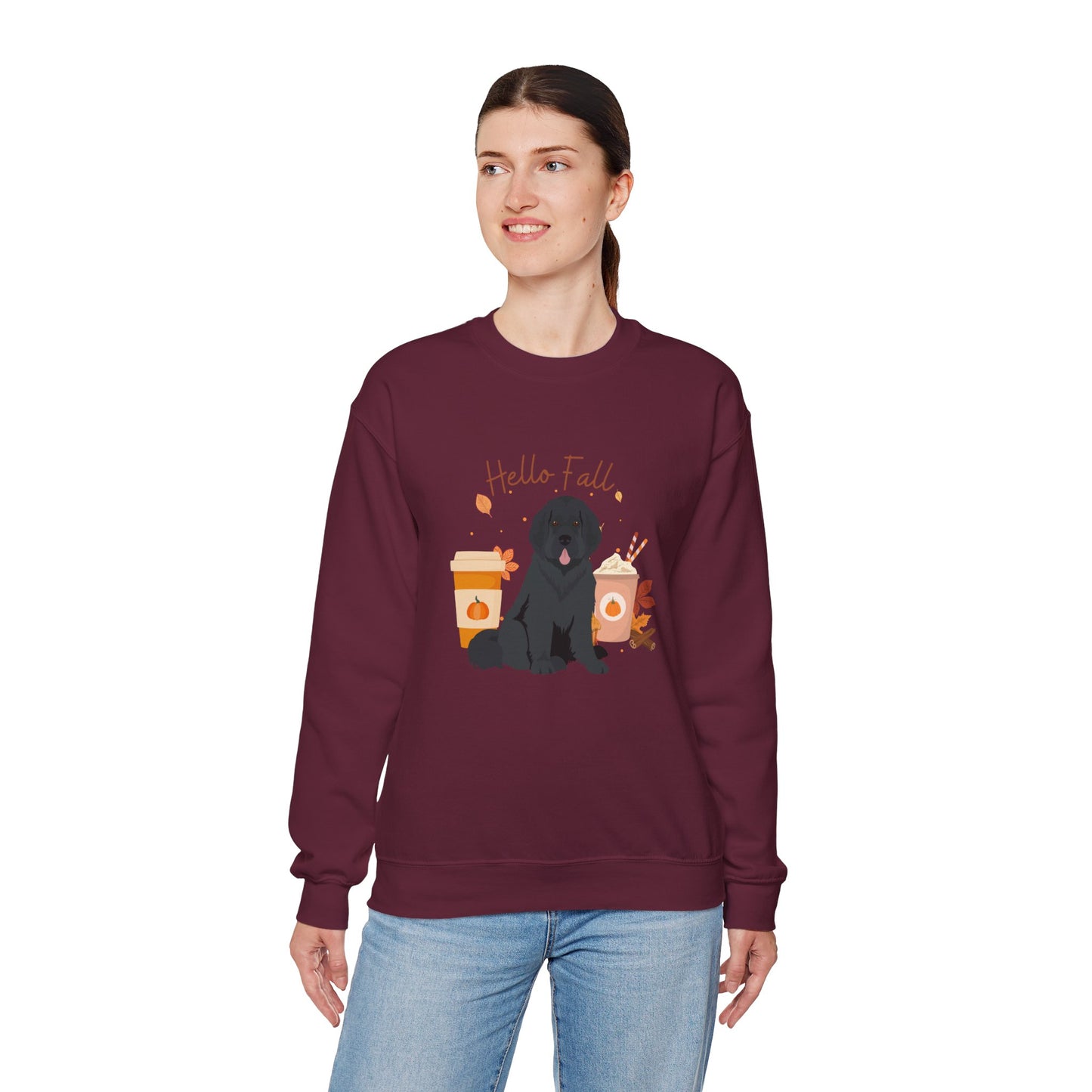 Newfoundland Dog Fall Halloween Unisex Heavy Blend Crewneck Sweatshirt