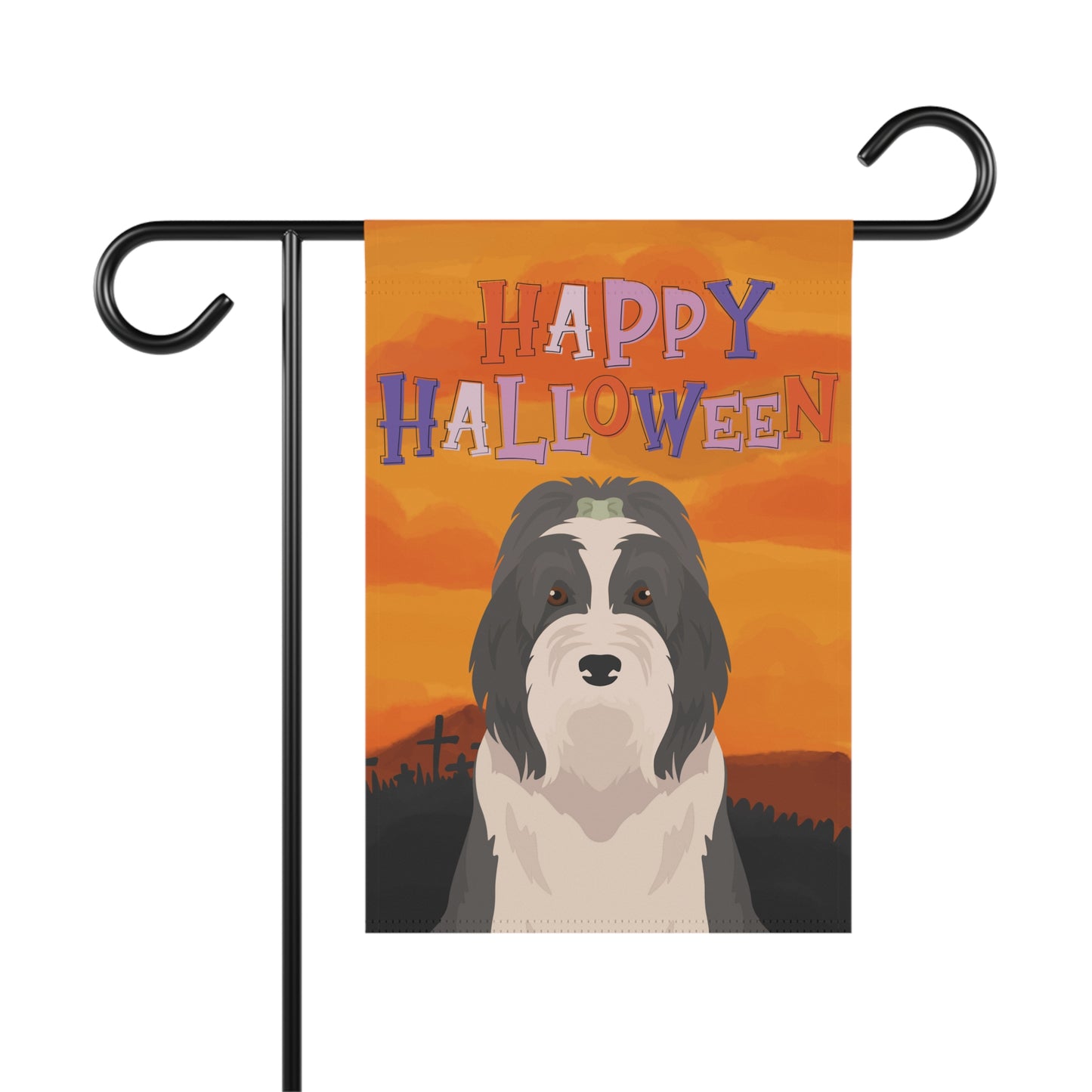Bearded Collie Dog Halloween Garden Flag