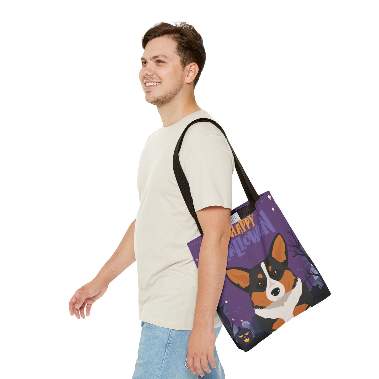 Pembroke Welsh Corgi Dog Happy Halloween Tote Bag 16x16