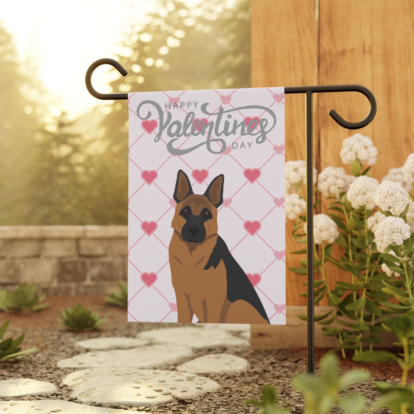 German Shepherd Dog Valentines Day Garden Flag