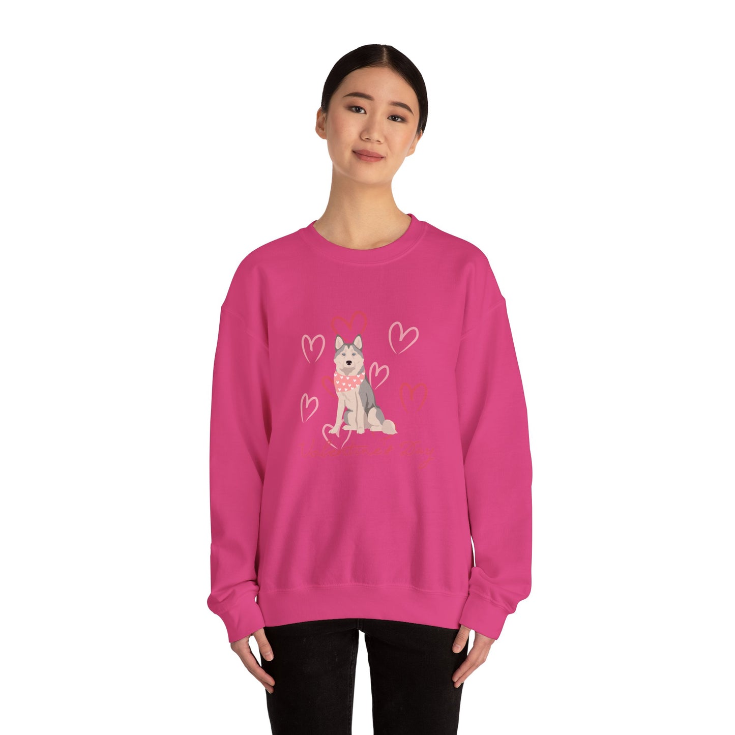 Alaskan Husky Dog Valentines Day Unisex Heavy Blend Crewneck Sweatshirt
