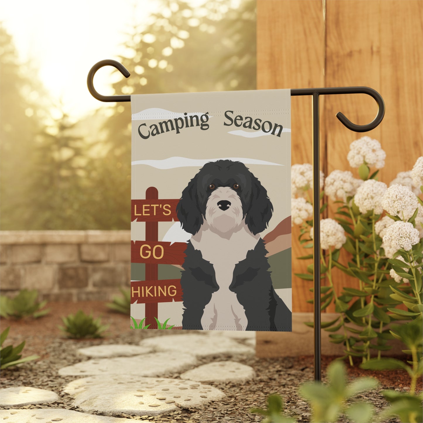 Portuguese Water Dog Camping Garden Flag