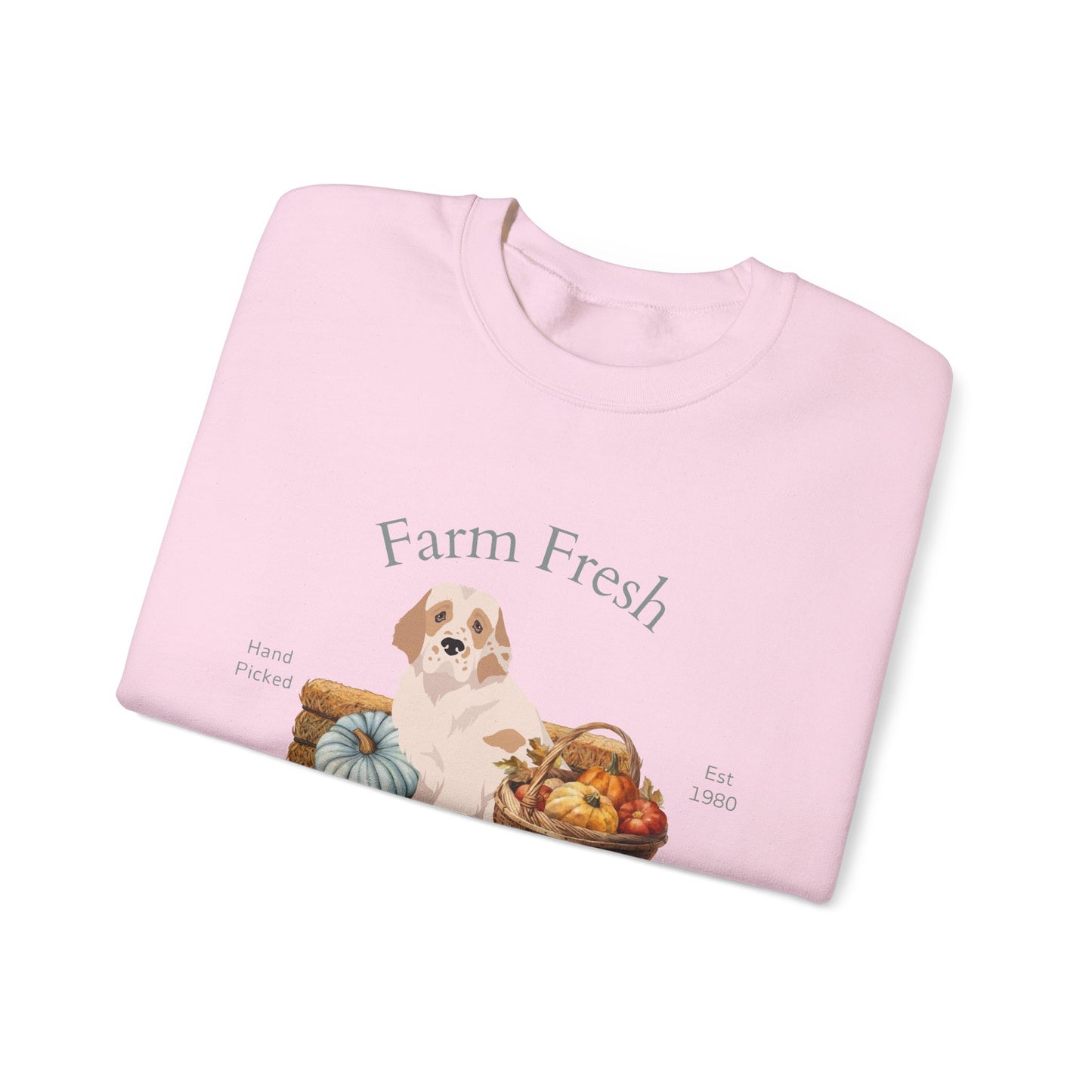 Clumber Spaniel Dog Fall Farm Fresh Unisex Heavy Blend Crewneck Sweatshirt