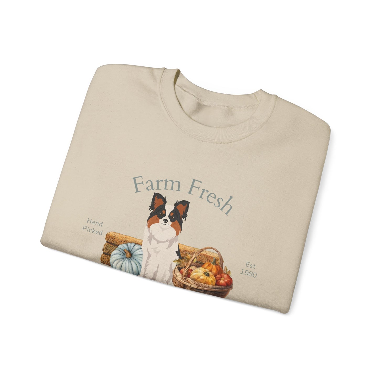 Papillon Dog Fall Farm Fresh Unisex Heavy Blend Crewneck Sweatshirt
