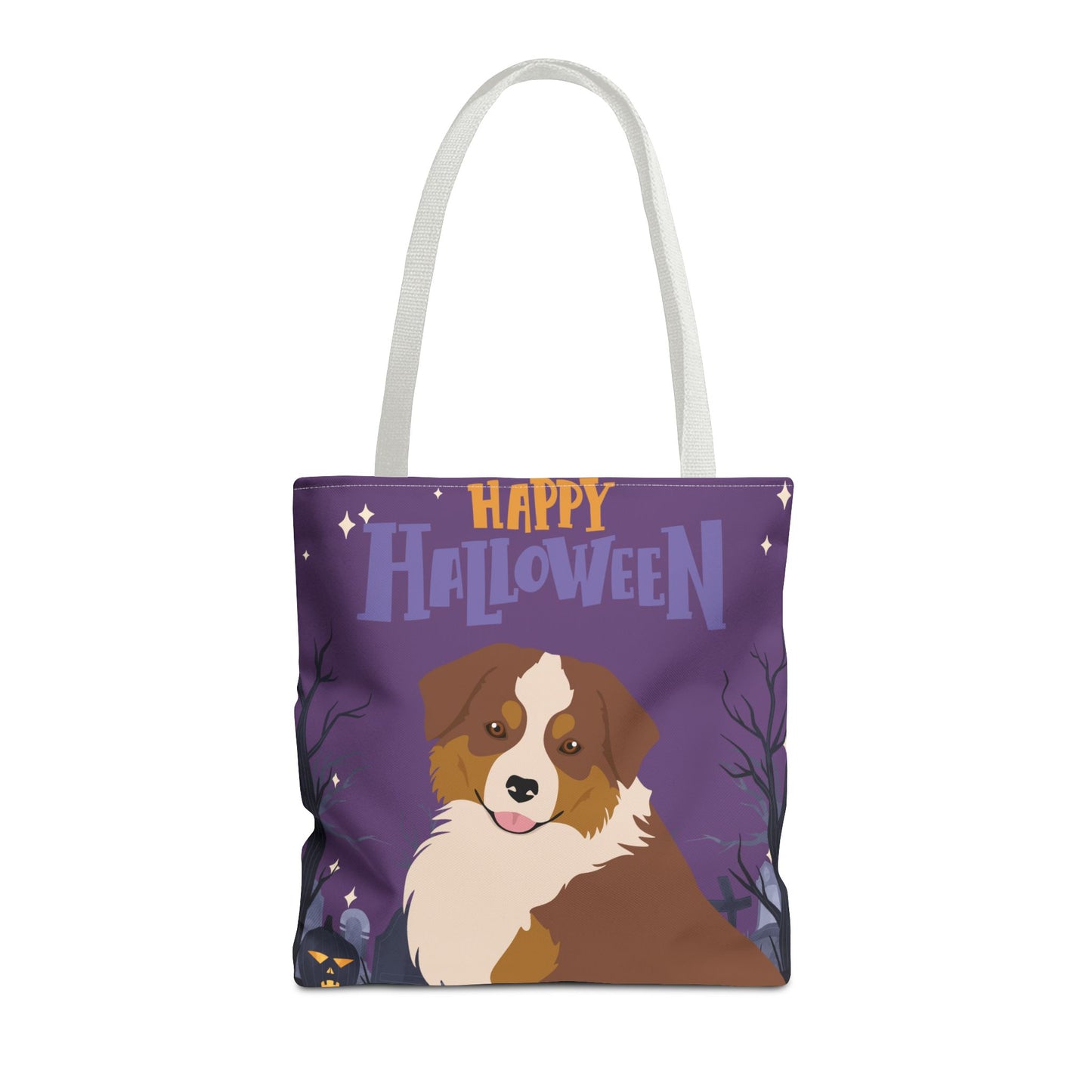 Miniature American Shepherd Dog Happy Halloween Tote Bag 16x16