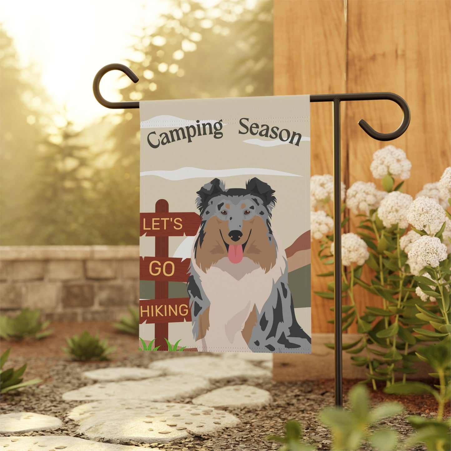 Collie Dog Camping Garden Flag