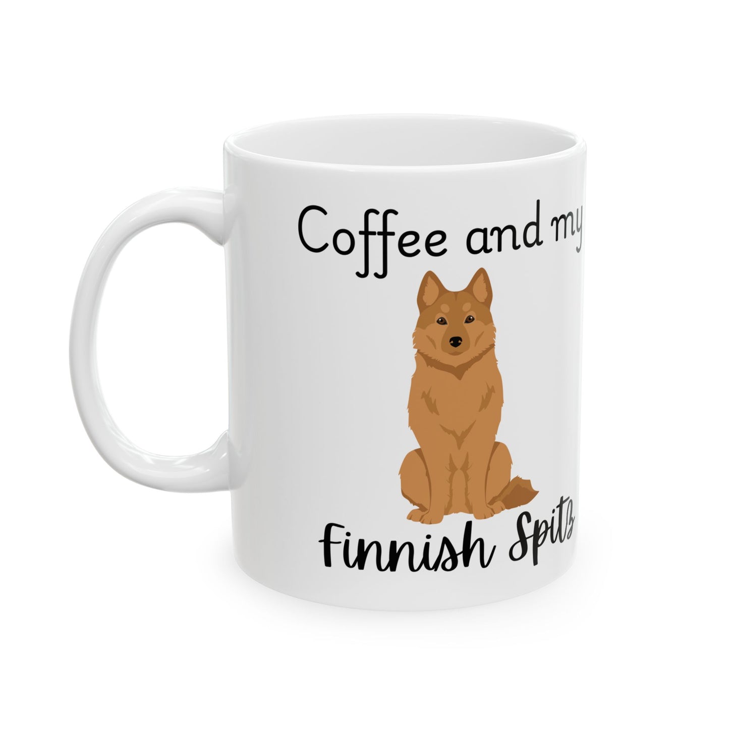 Coffee and My Finnish Spitz Ceramic Mug | Dog Lover Gift, Pet Owner Cup, Cute Mug for Dog Moms, Funny Mug for Coffee Lovers