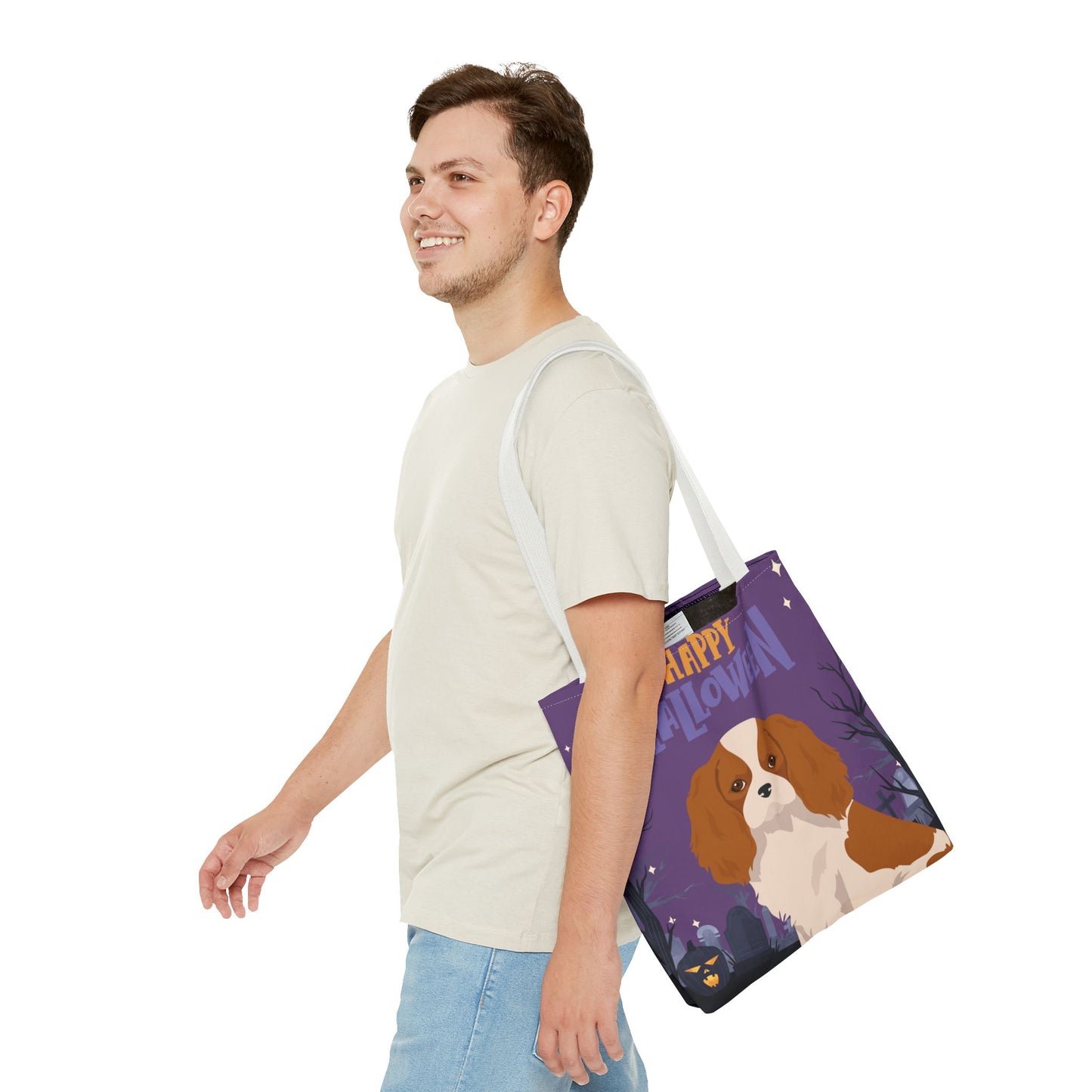 Cavalier King Charlre Spaniel Dog Happy Halloween Tote Bag 16x16