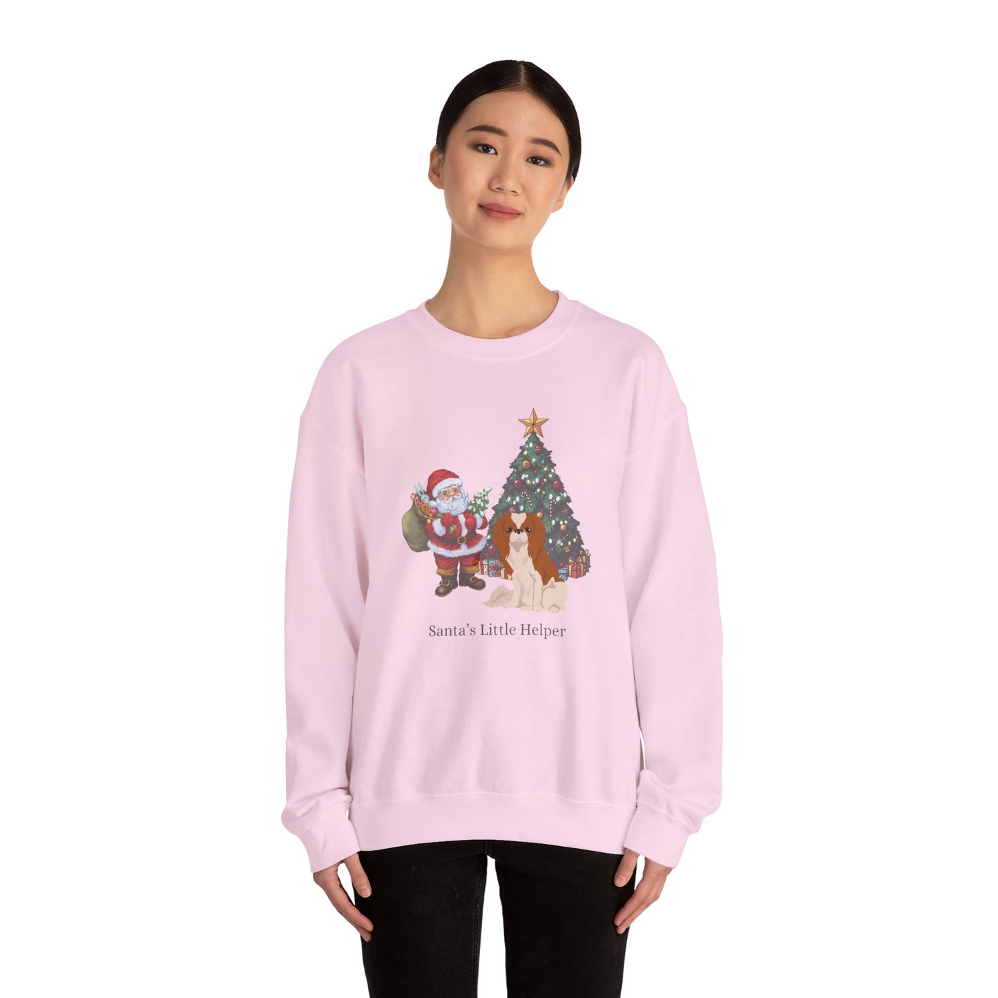 Japanese Chin Dog Santa's Little Helper Unisex Heavy Blend Crewneck Sweatshirt