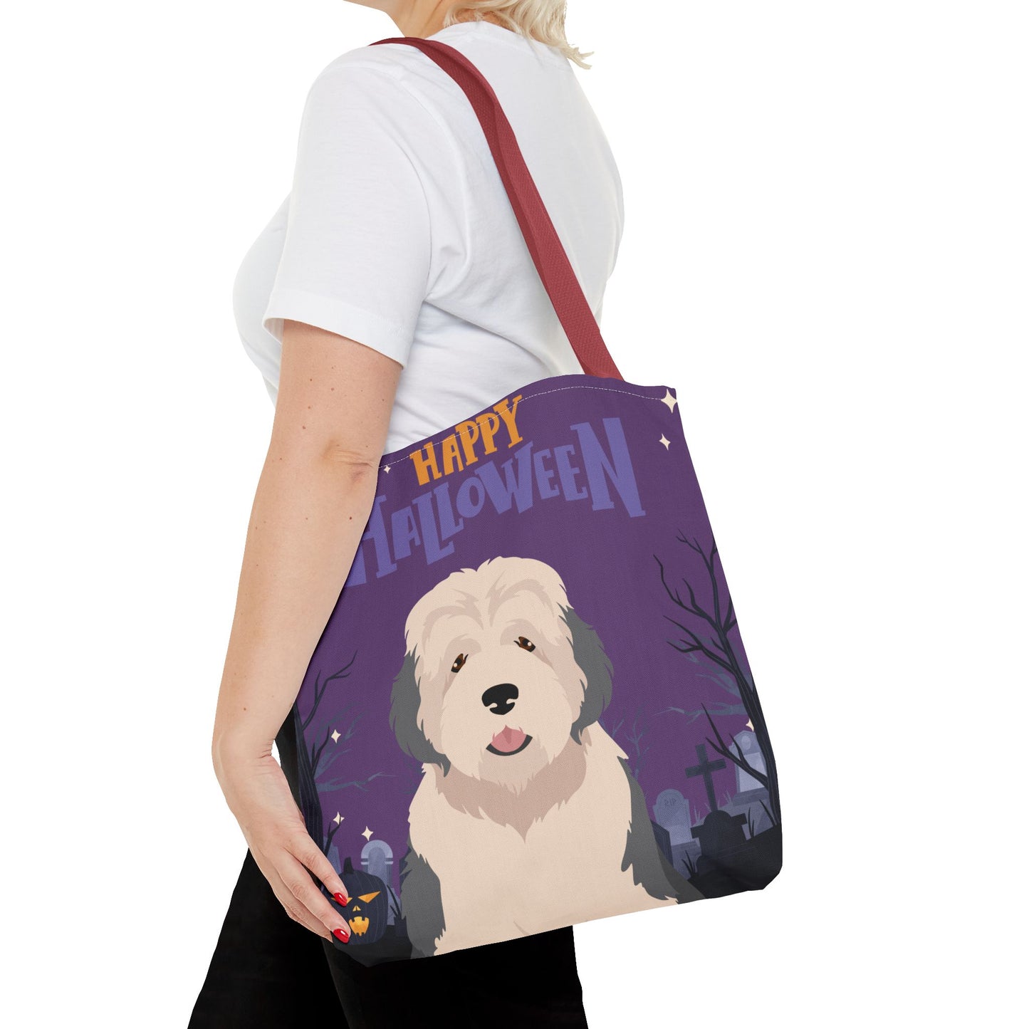 Old English Sheepdog Dog Happy Halloween Tote Bag 16x16